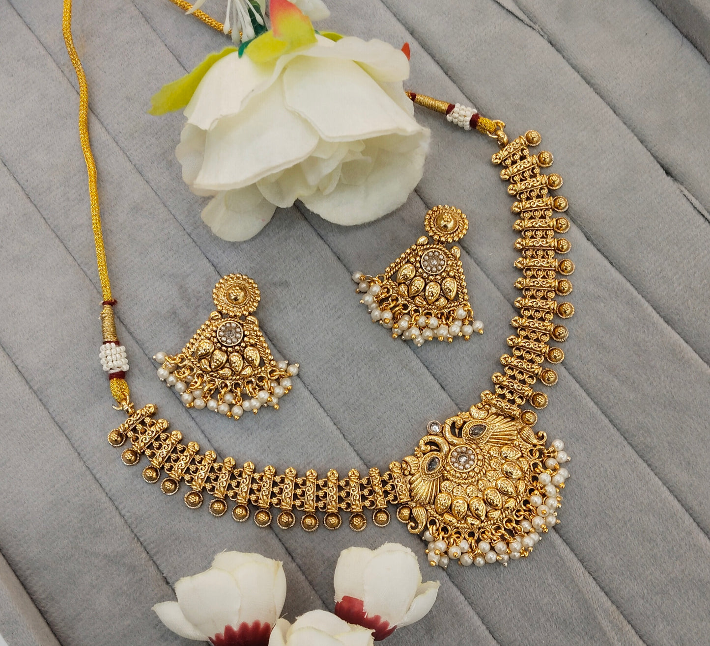 Gold Polki Necklace indian Jewellery Kuwar Set