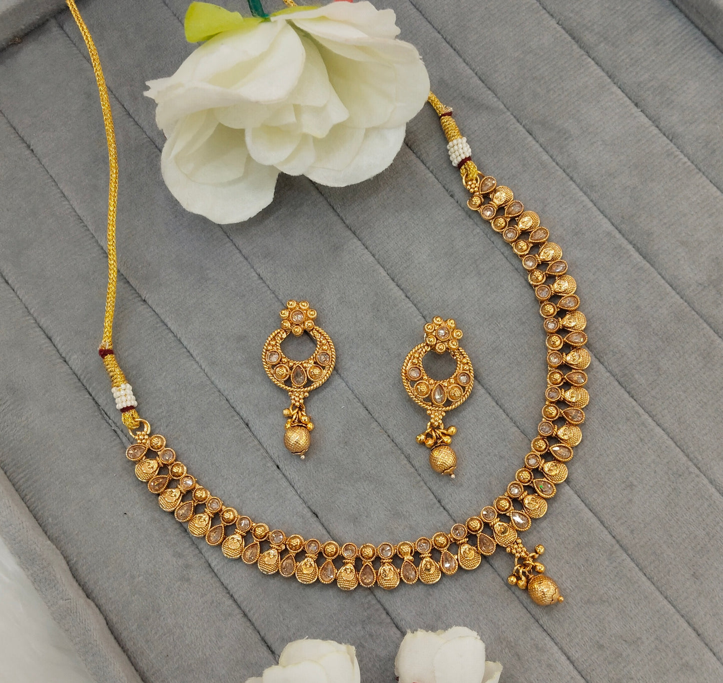 Gold Polki Necklace Indian Jewellery Pawan Set