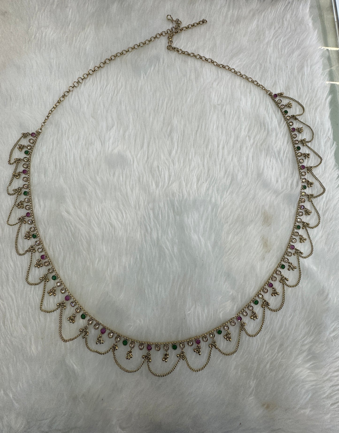 Ruby Green Belly Chain sari saree chain Jewellery Indian Kamarbandh Kamarband Online