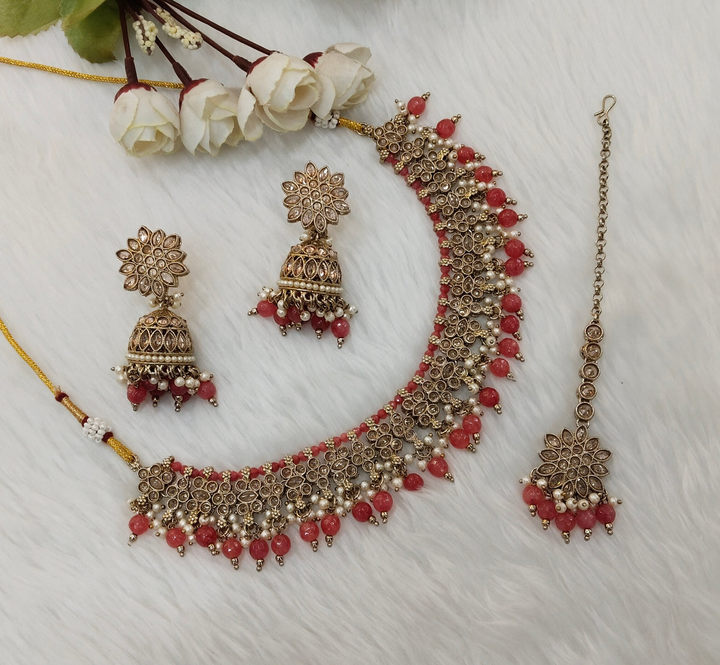 Gaajri Antique Gold Necklace Indian Jewellery Gurjot Set