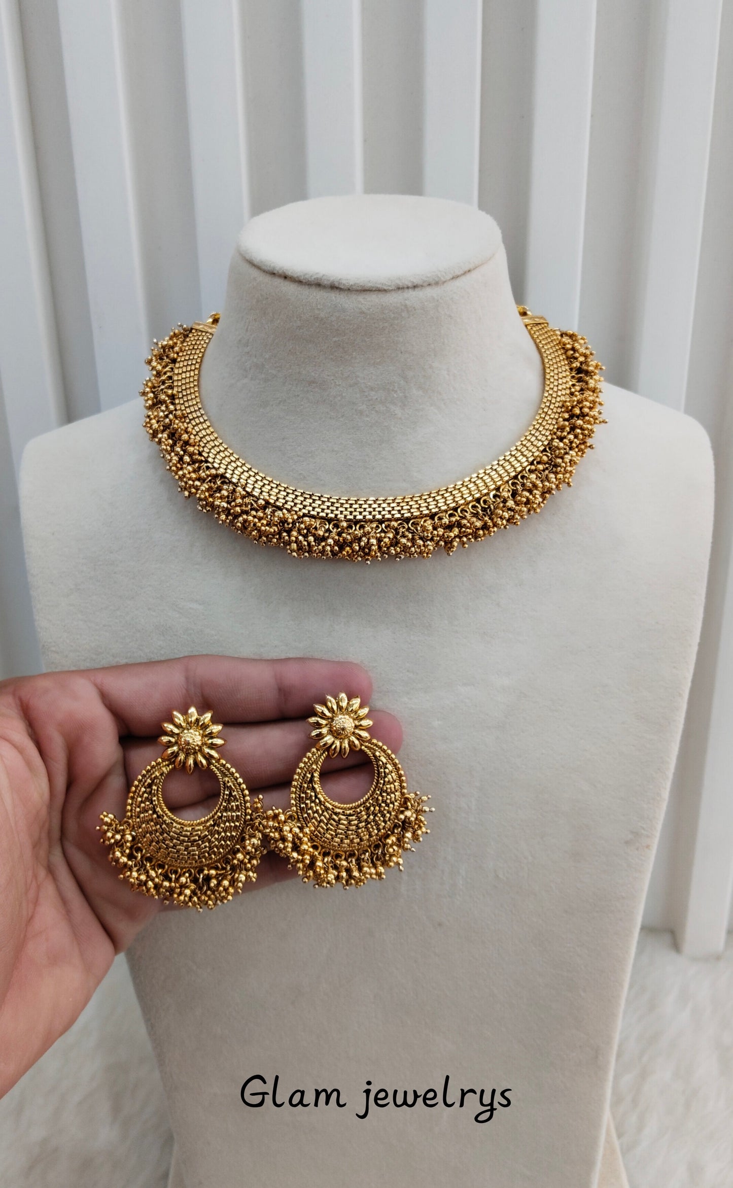 Gold Polki Necklace Indian Jewellery Gurleen Set