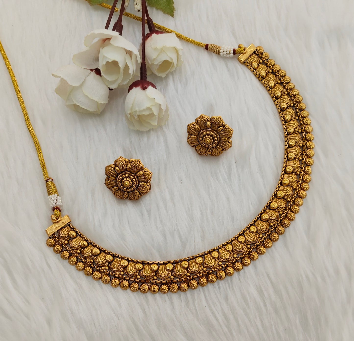 Gold Polki Necklace Indian Jewellery Gurleen Set