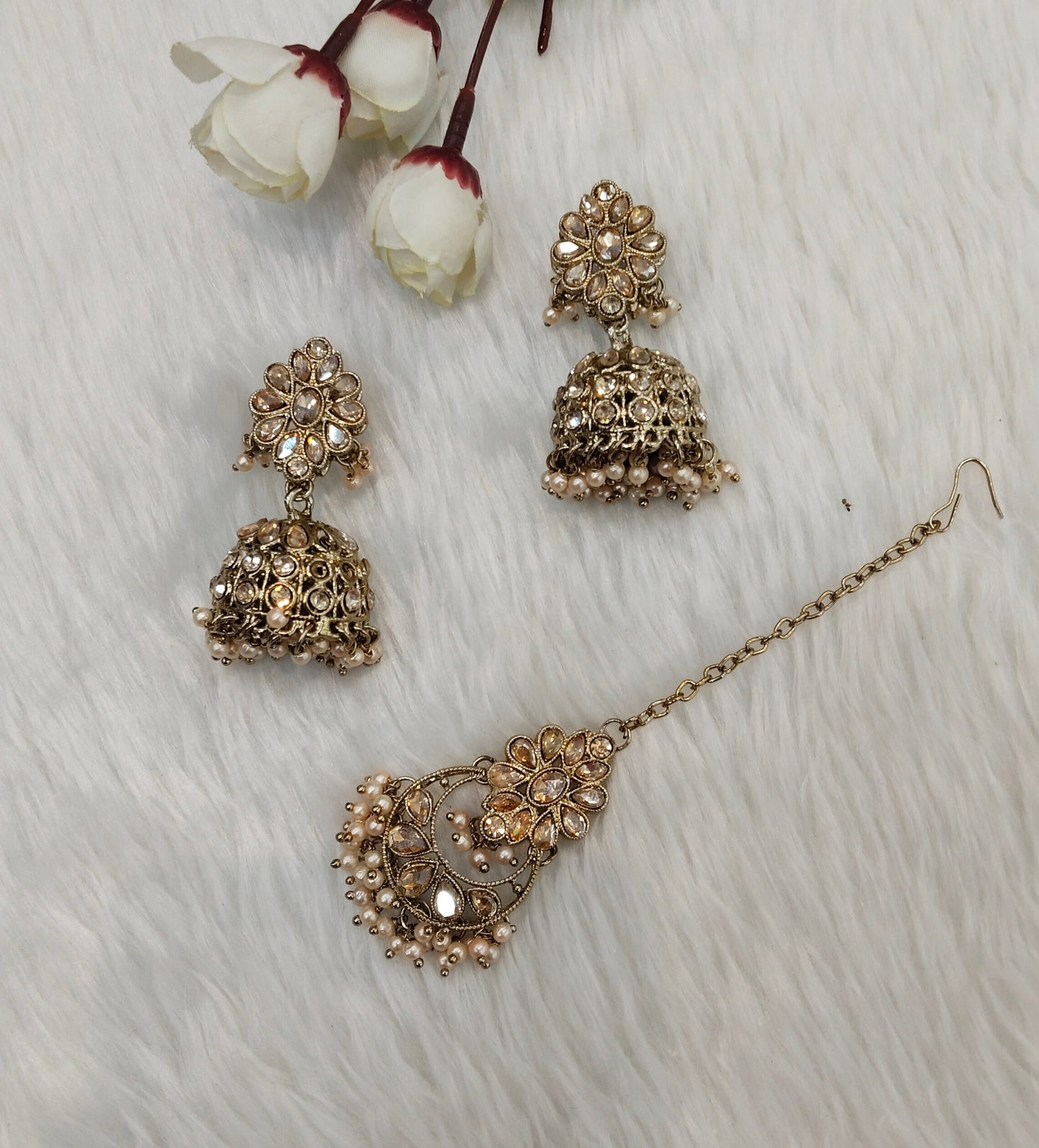 Antique Gold Bollywood Rcb Indian Earrings