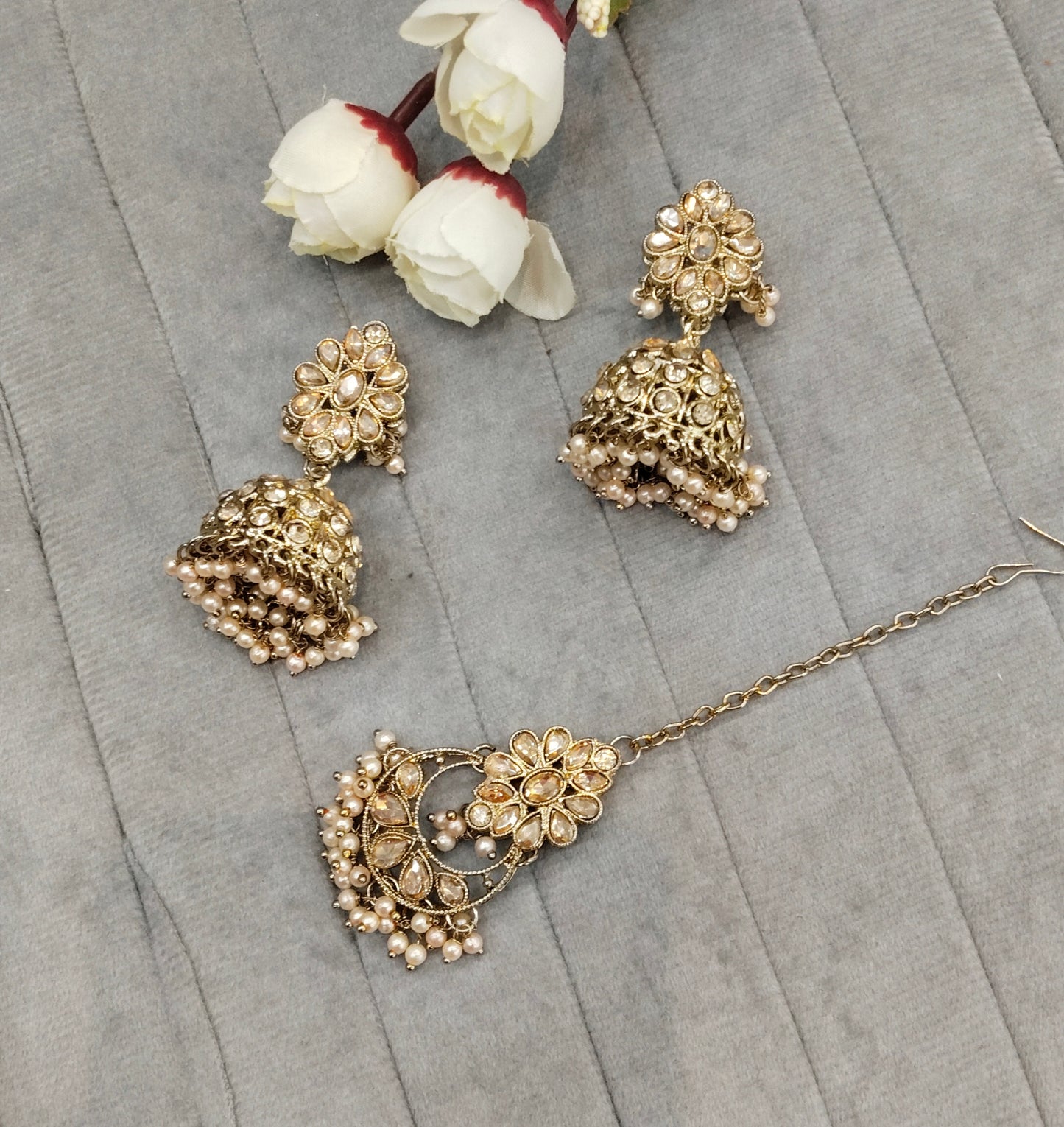Antique Gold Bollywood Rcb Indian Earrings