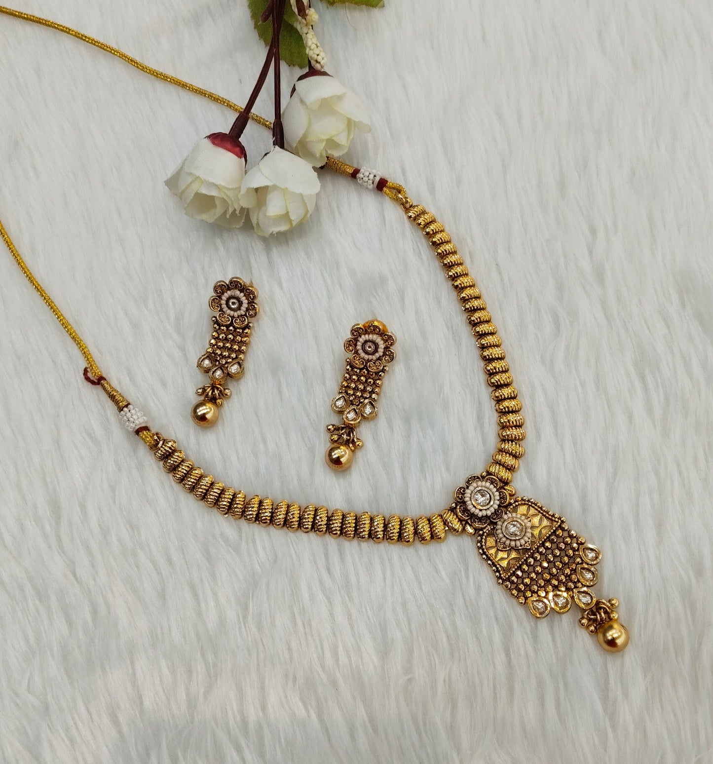 Gold Polki Necklace indian Jewellery Pawan Set
