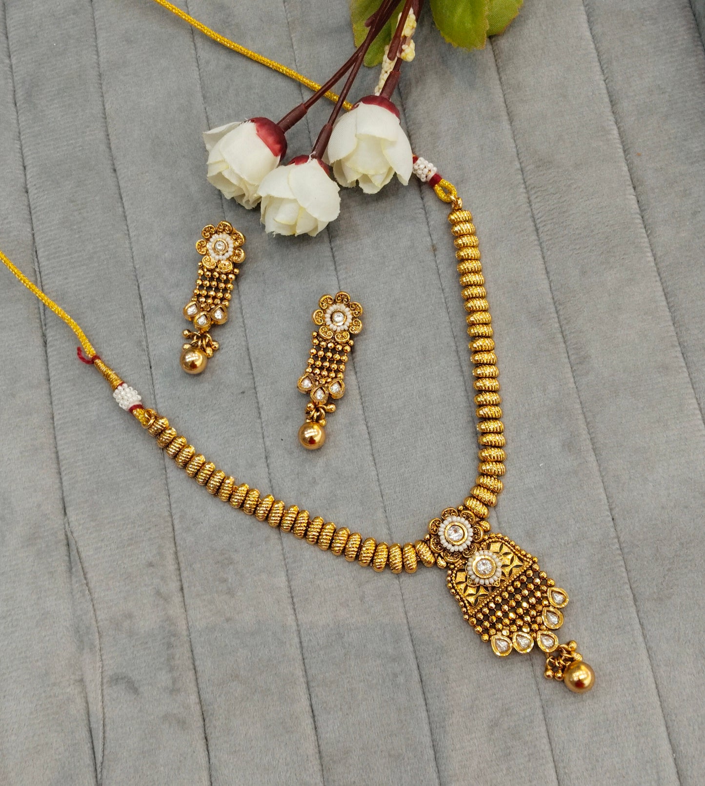 Gold Polki Necklace indian Jewellery Pawan Set