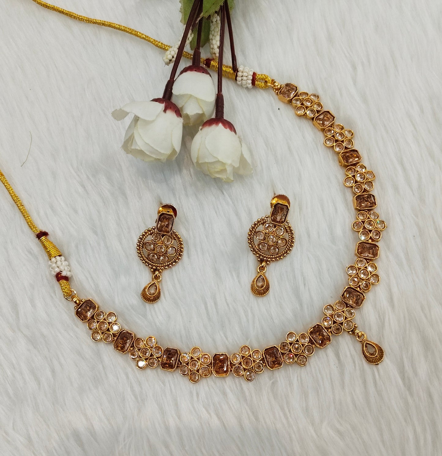 Gold Polki Necklace indian Jewellery Pawan Set