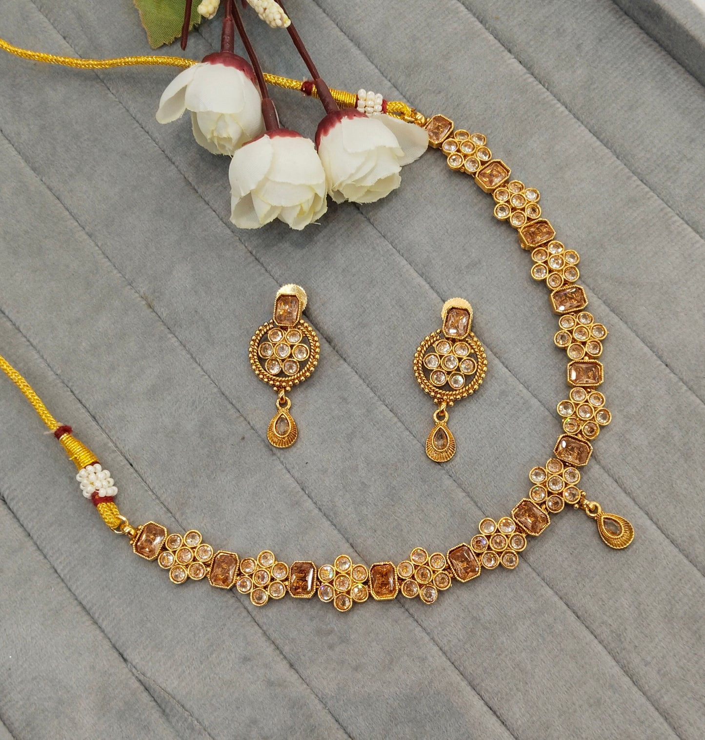 Gold Polki Necklace indian Jewellery Pawan Set