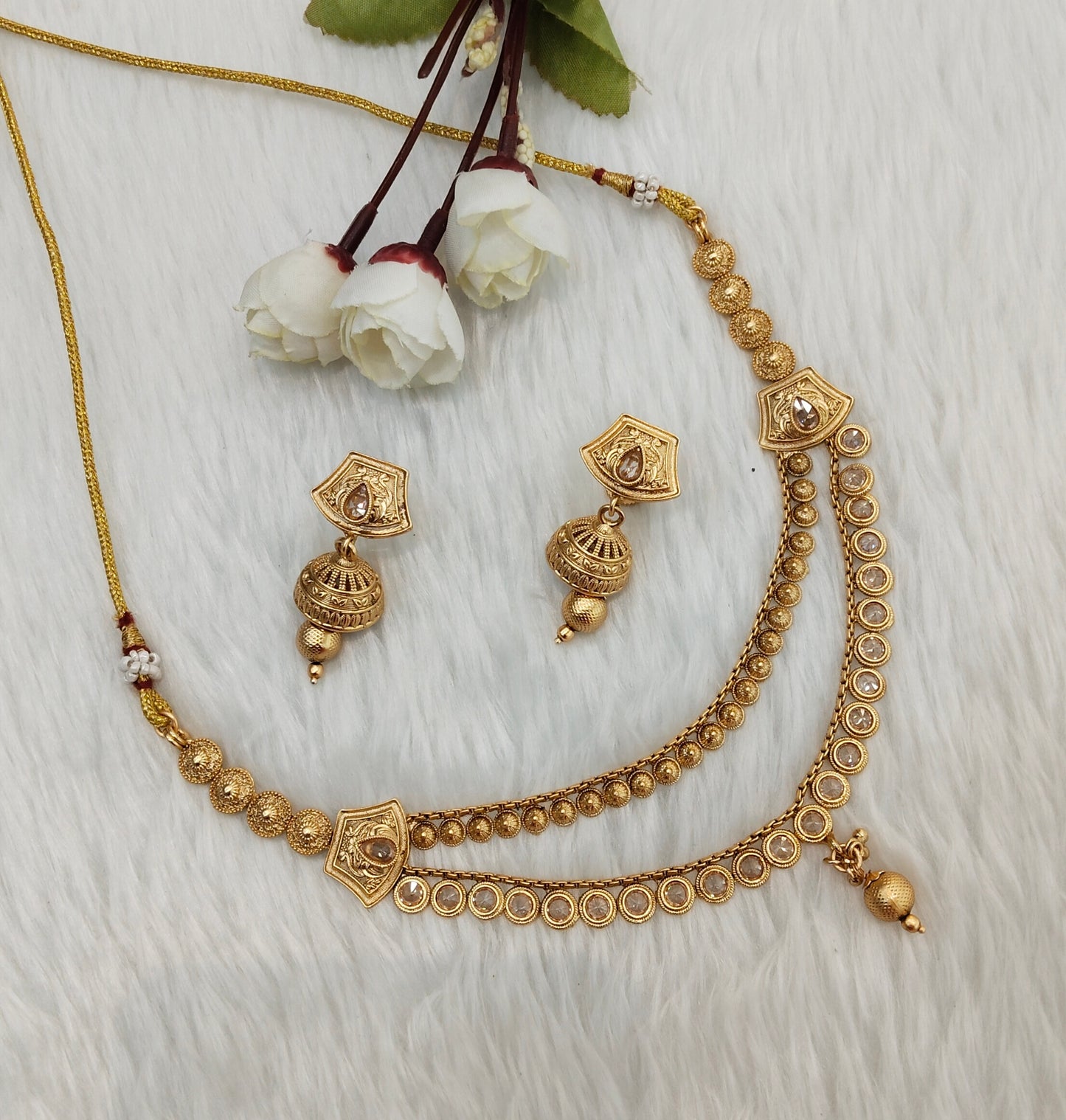 Gold Polki Necklace Jewellery Pawan Set