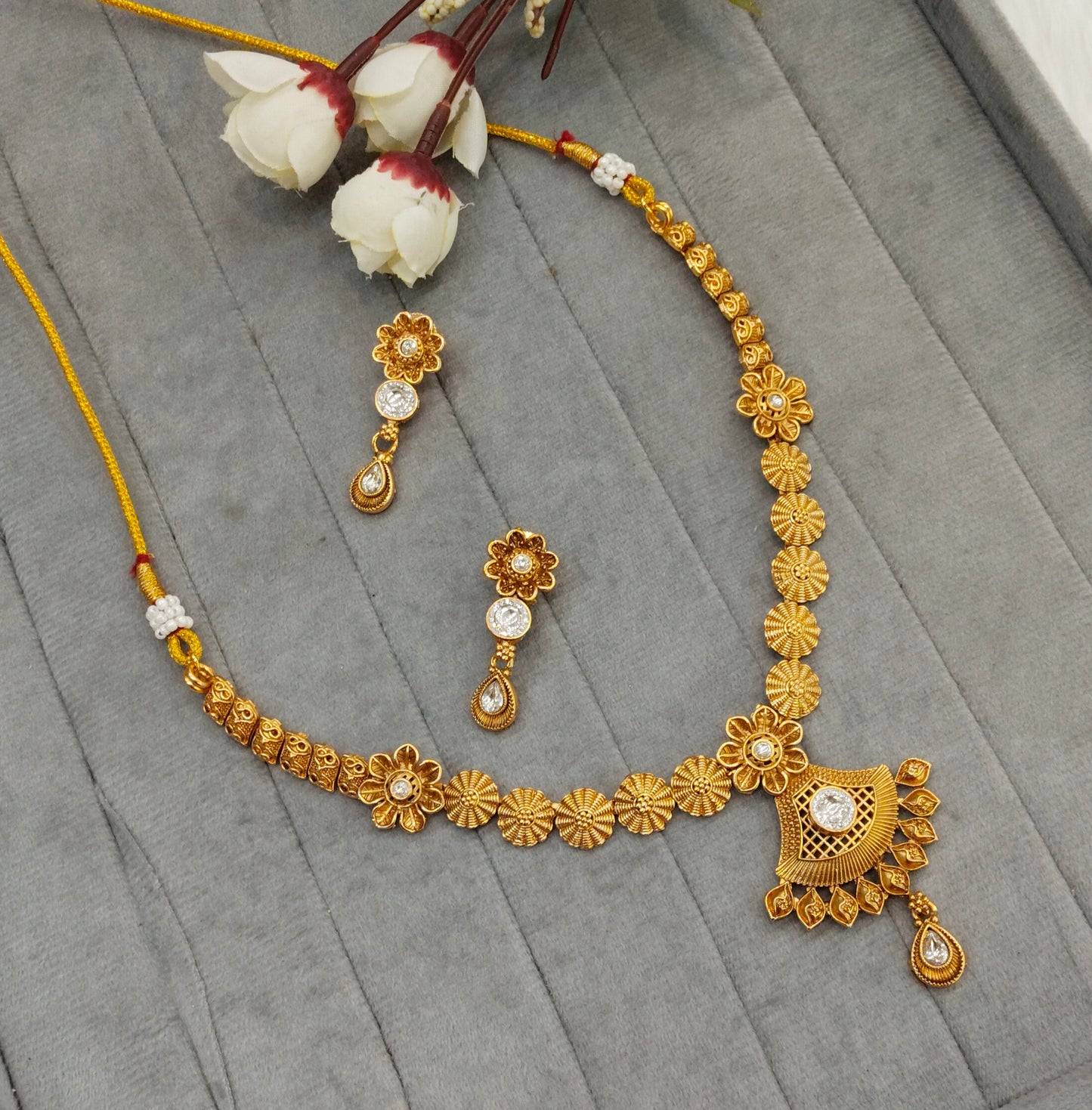 Gold Polki Necklace Indian Jewellery Pawan Set