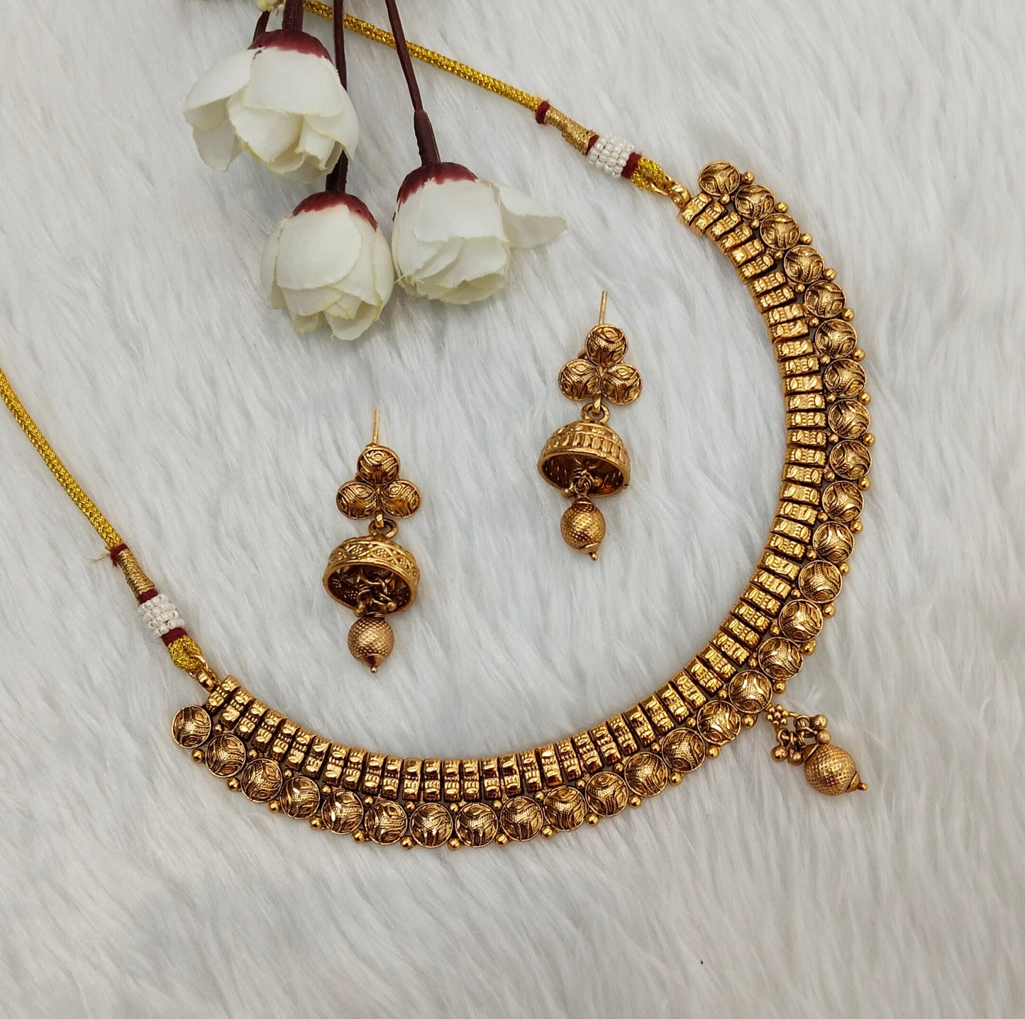 Gold Polki Necklace Indian Jewellery Pawan Set