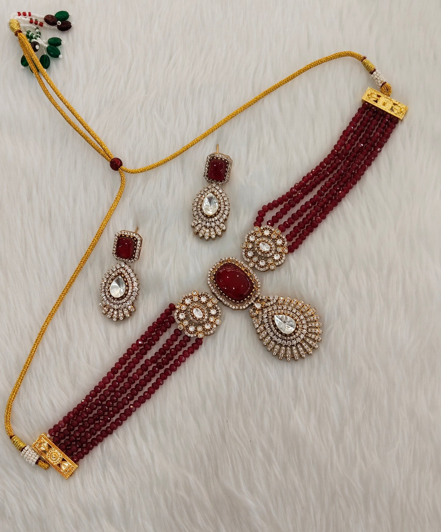 Maroon Moissanite Kundan Choker Indian Jewellery Swaraj Set