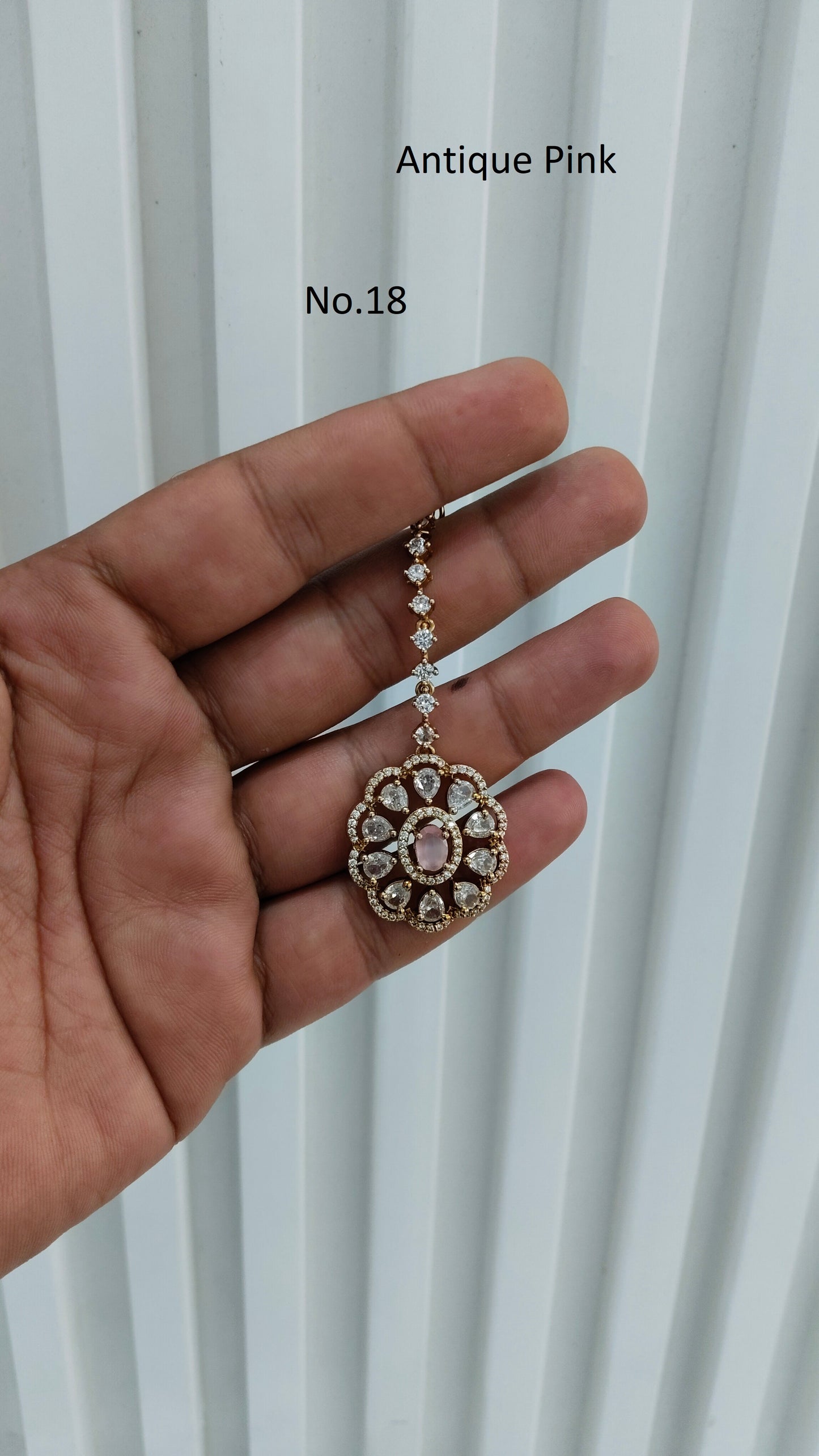Antique Gold Cz Tikka Indian Jewellery Headpiece Set
