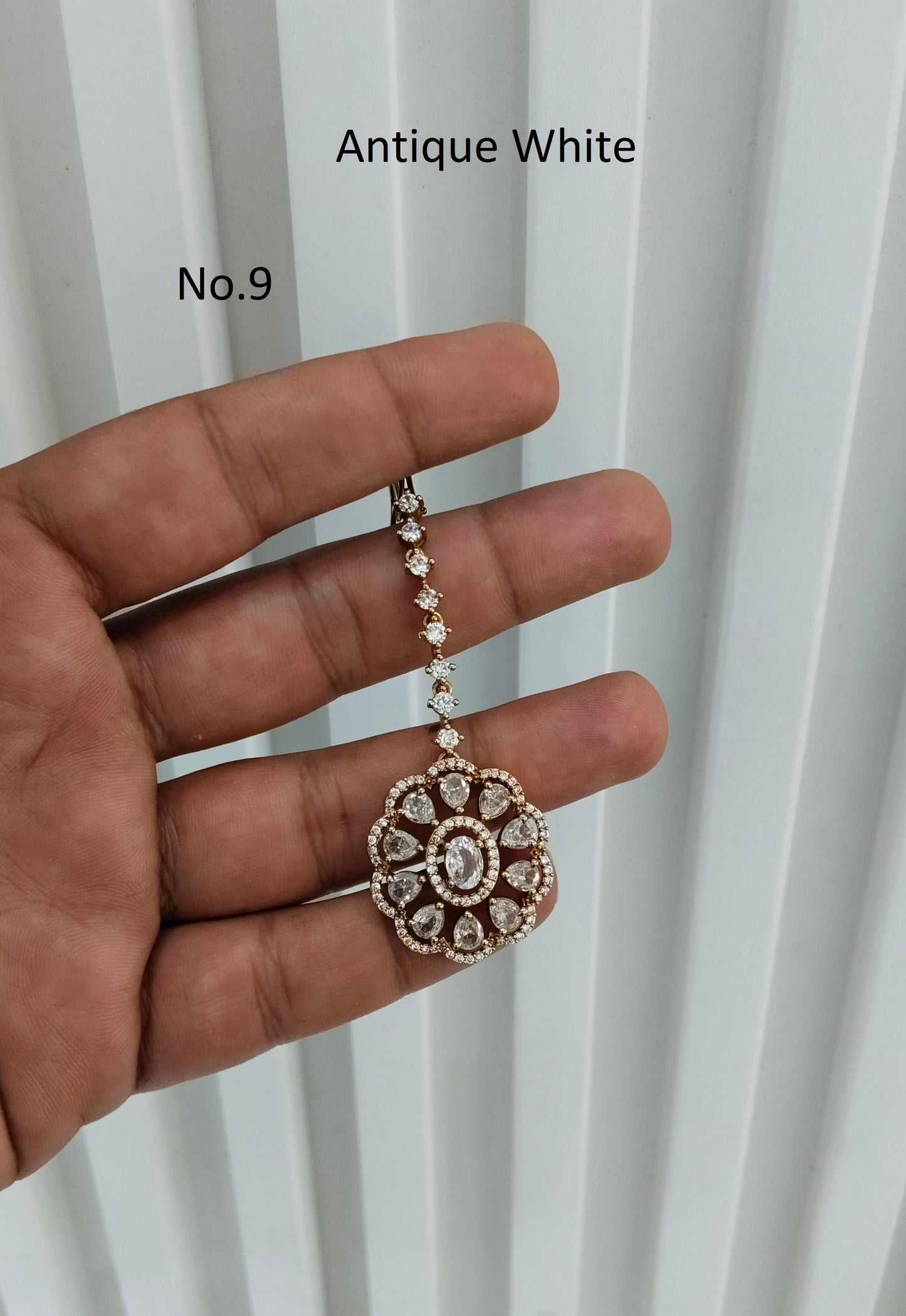 Antique Gold Cz Tikka Indian Jewellery Headpiece Set
