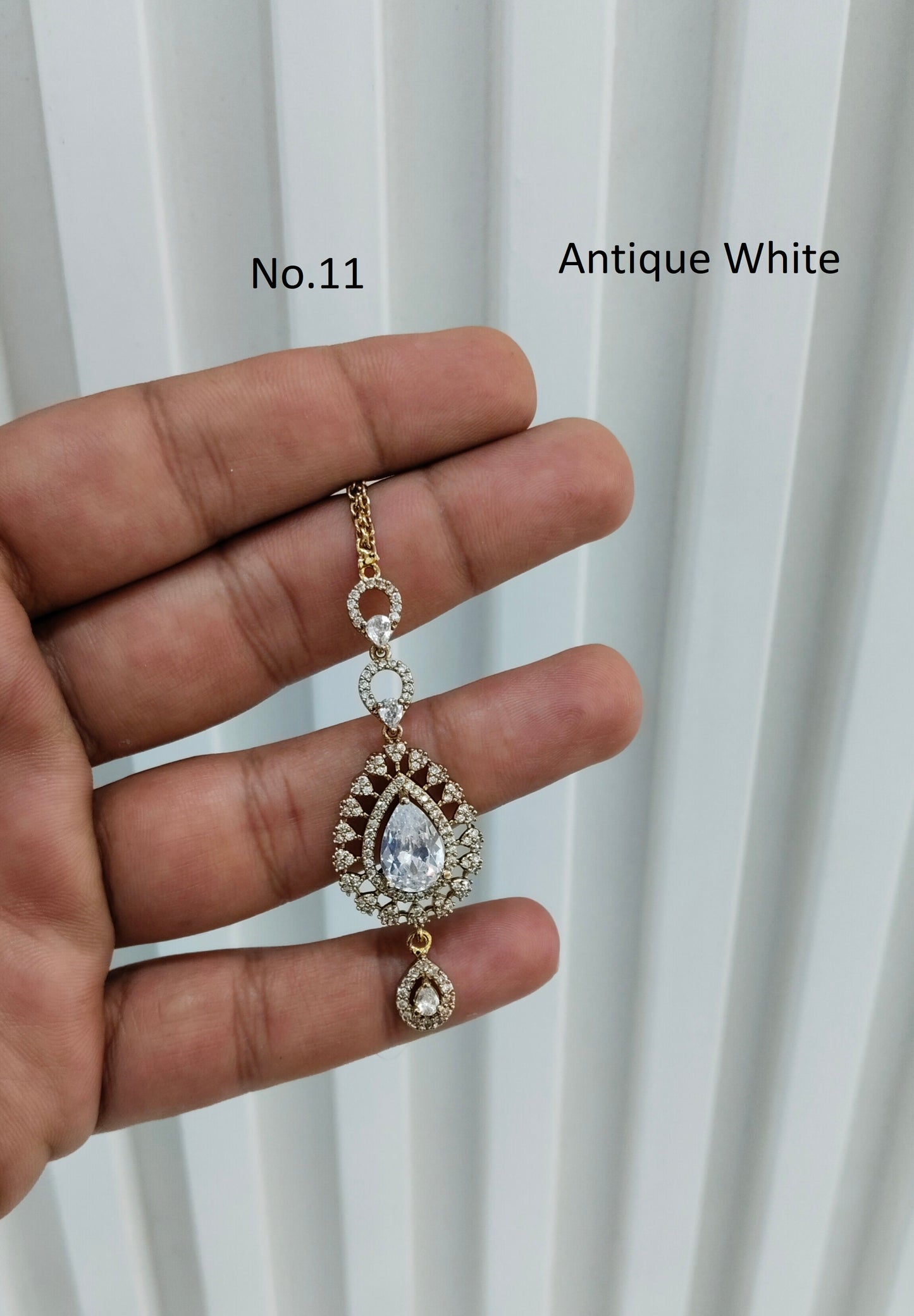 Antique Gold Cz Tikka Indian Jewellery Headpiece Set