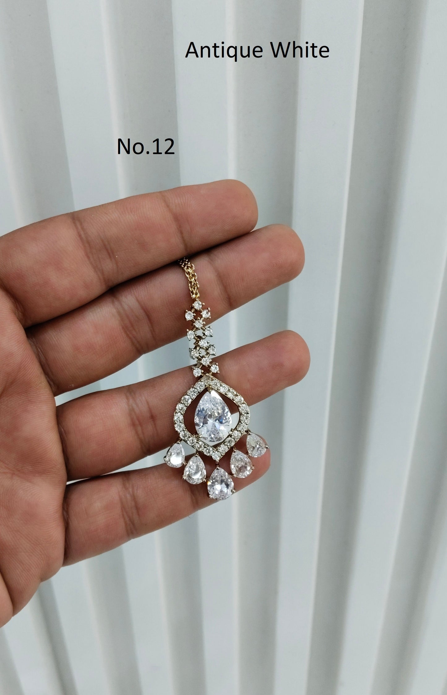 Antique Gold Cz Tikka Indian Jewellery Headpiece Set