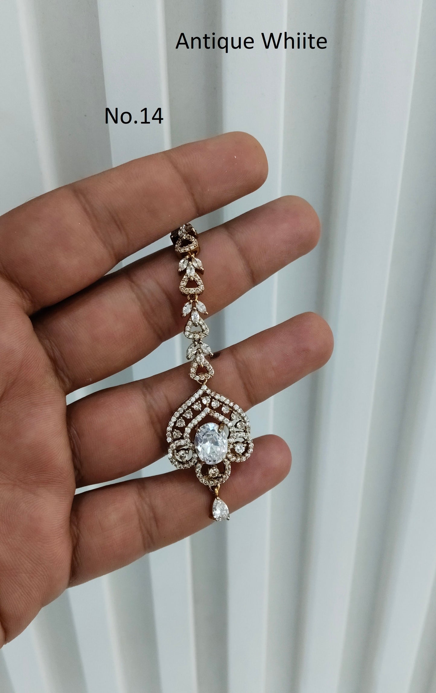 Antique Gold Cz Tikka Indian Jewellery Headpiece Set