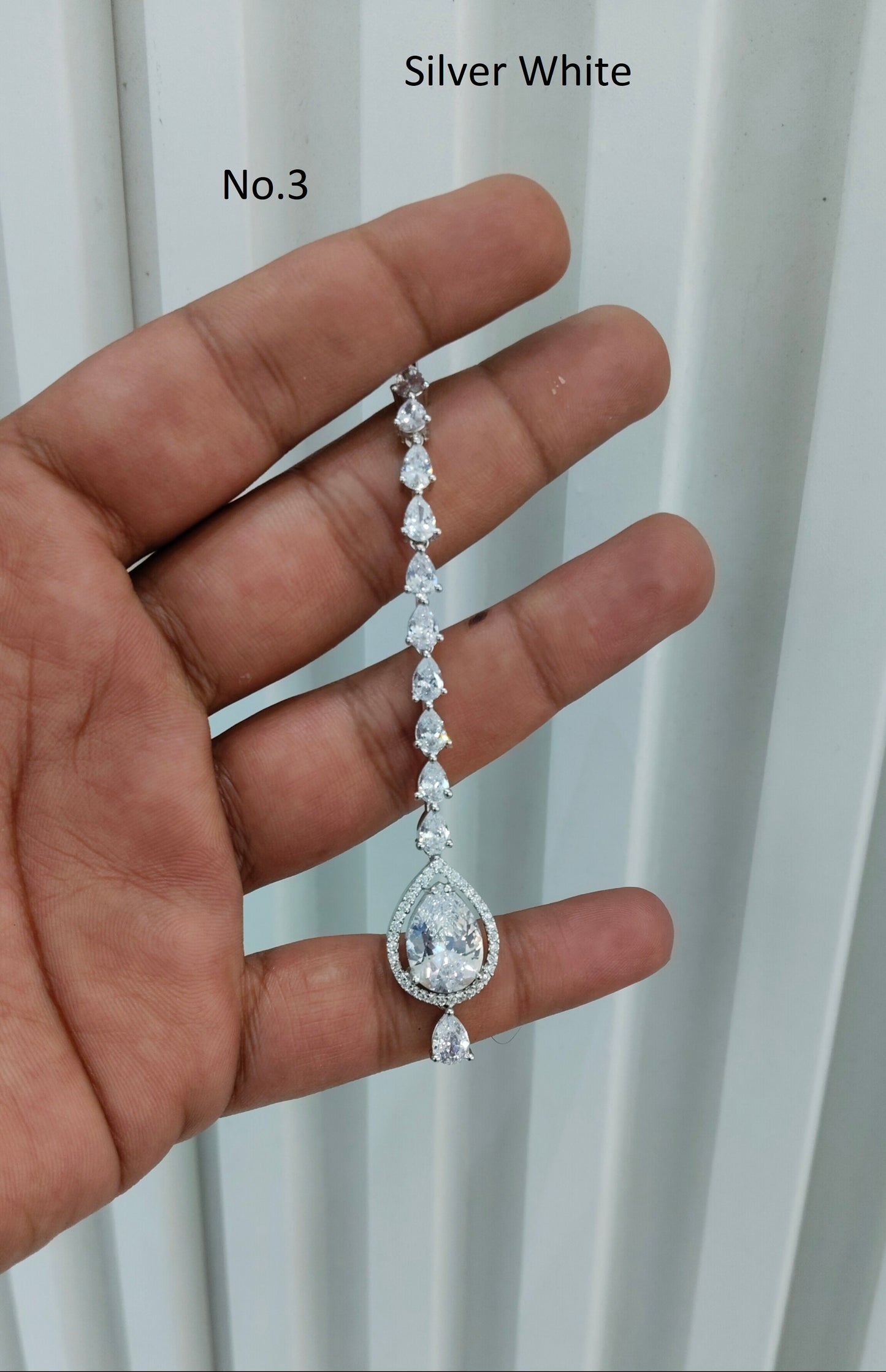 Silver Cz Tikka Indian Jewellery Headpiece Set