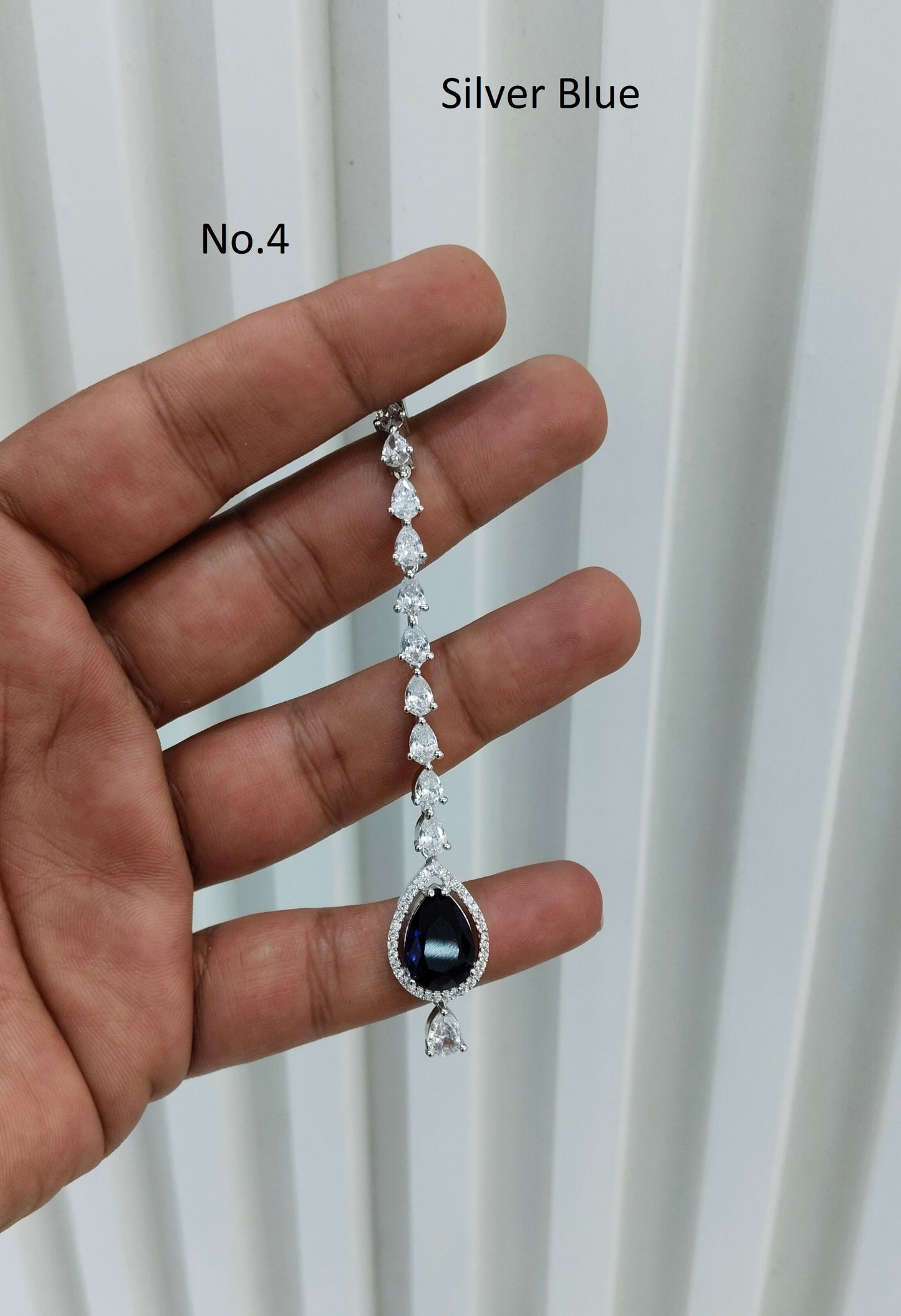 Silver Cz Tikka Indian Jewellery Headpiece Set