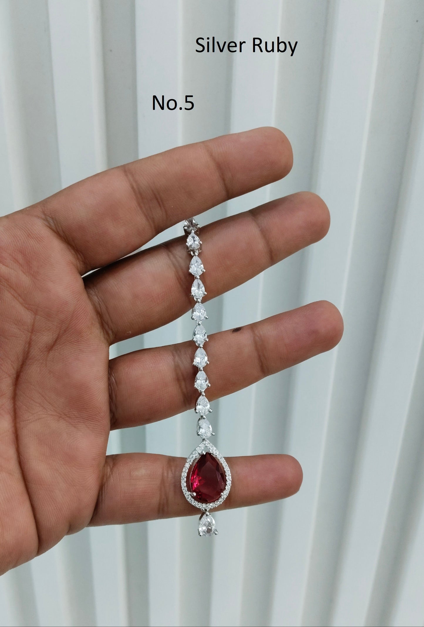 Silver Cz Tikka Indian Jewellery Headpiece Set