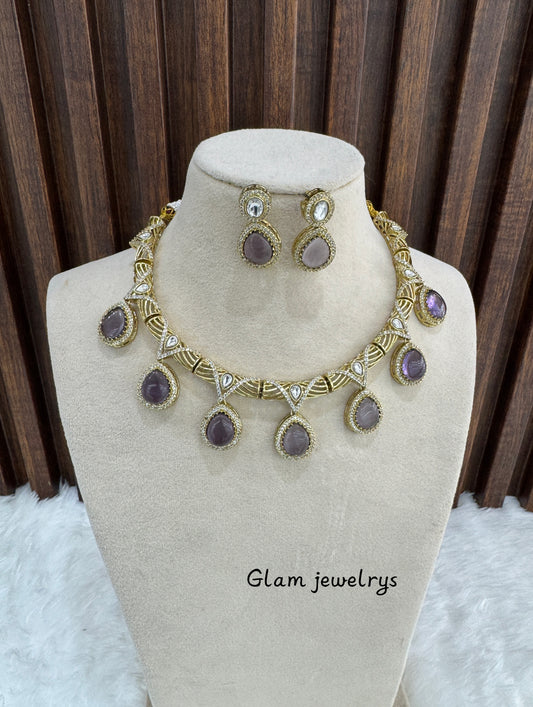 Grey Necklace Indian Jewellery Emma Set