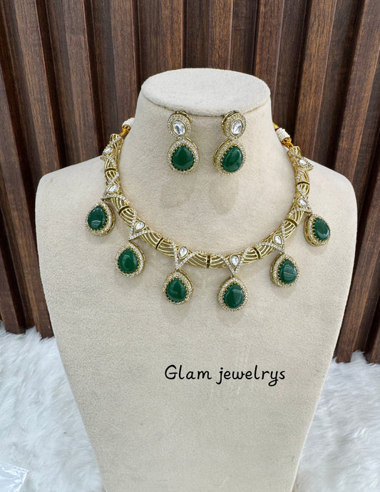 Green Necklace Indian Jewellery Emma Set