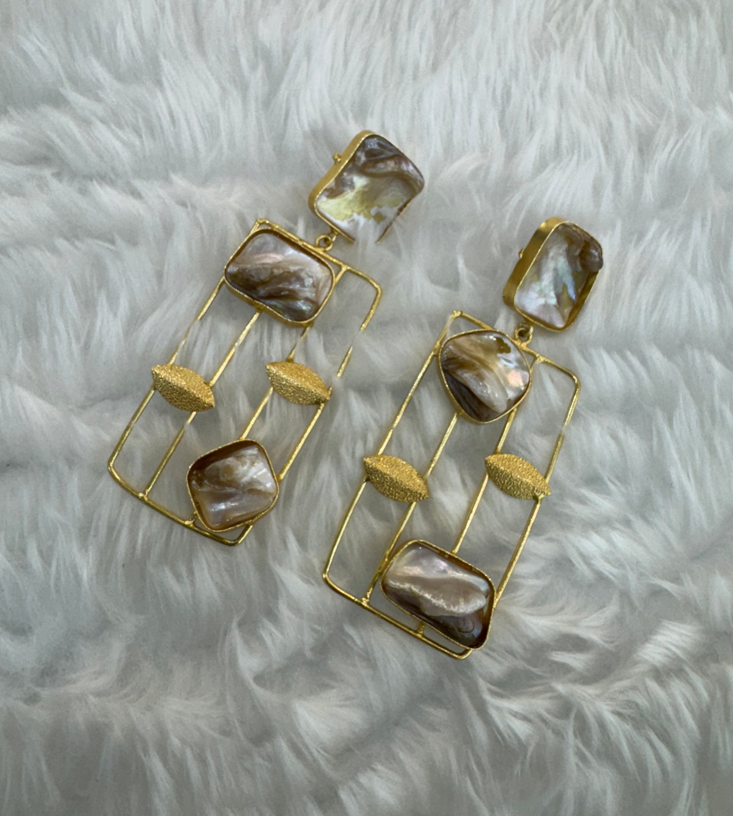 White Mother Of Pearl Indian Bollywood Aarna Earrings
