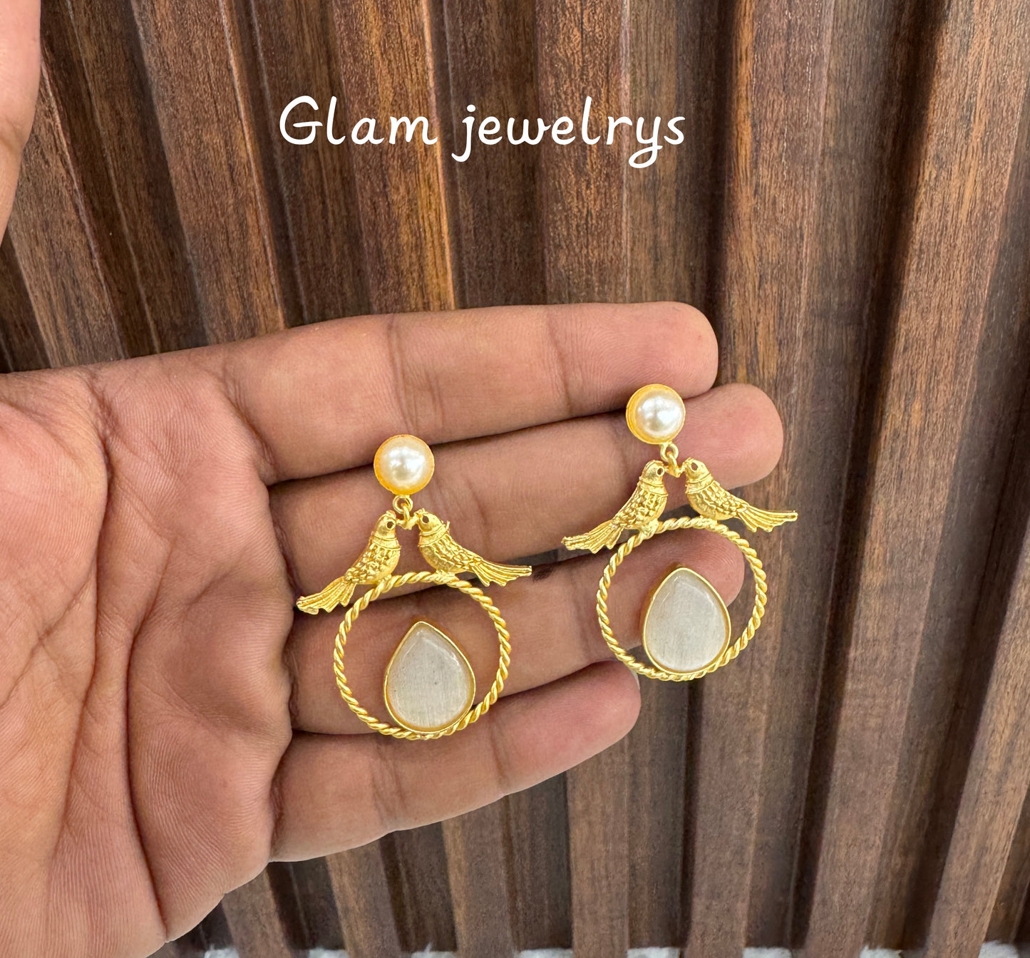 White Mother Of Pearl Indian Bollywood Aarna Earrings
