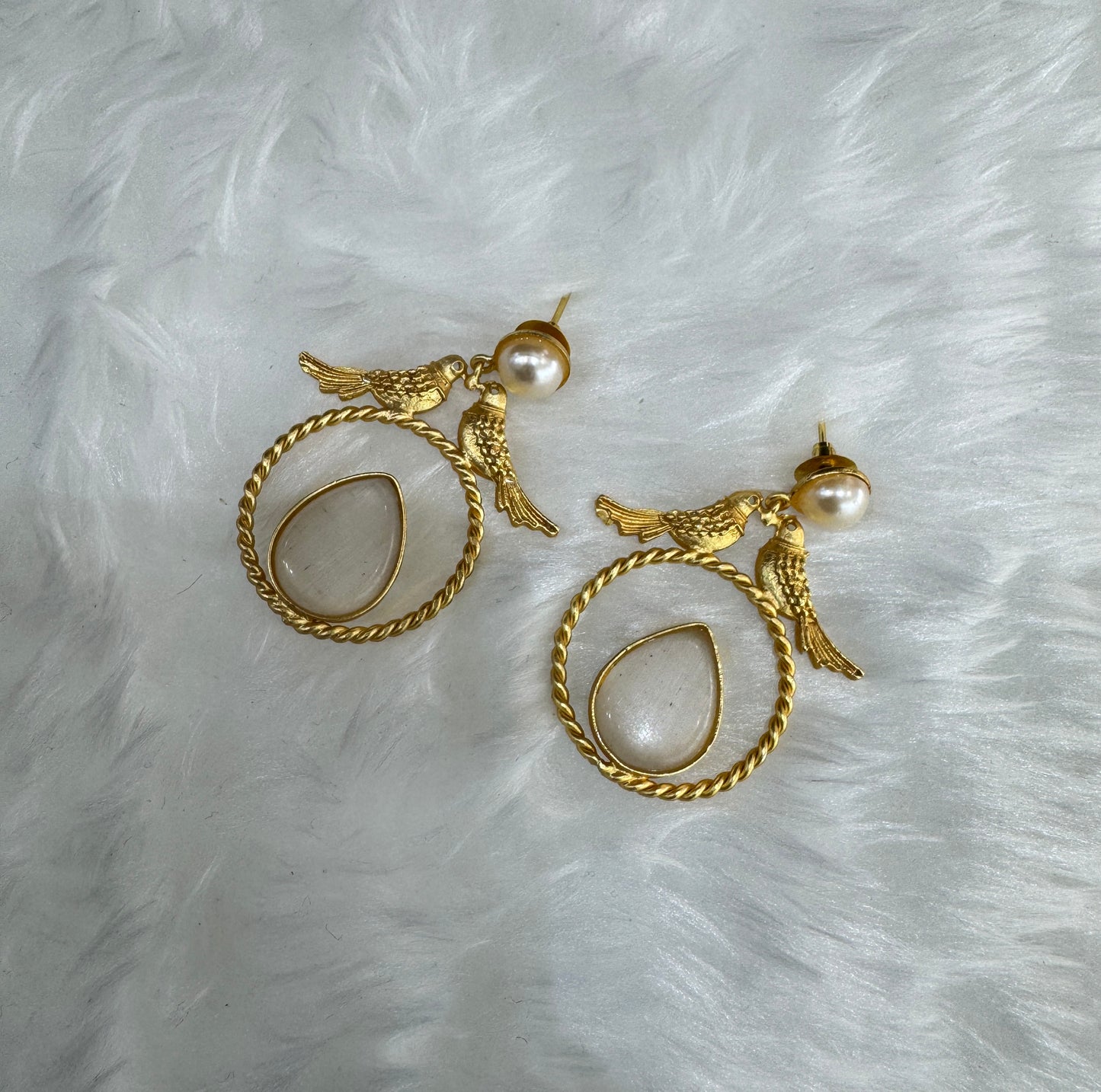 White Mother Of Pearl Indian Bollywood Aarna Earrings
