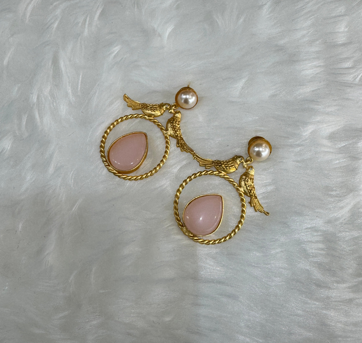 Pink Mother Of Pearl Indian Bollywood Aarna Earrings