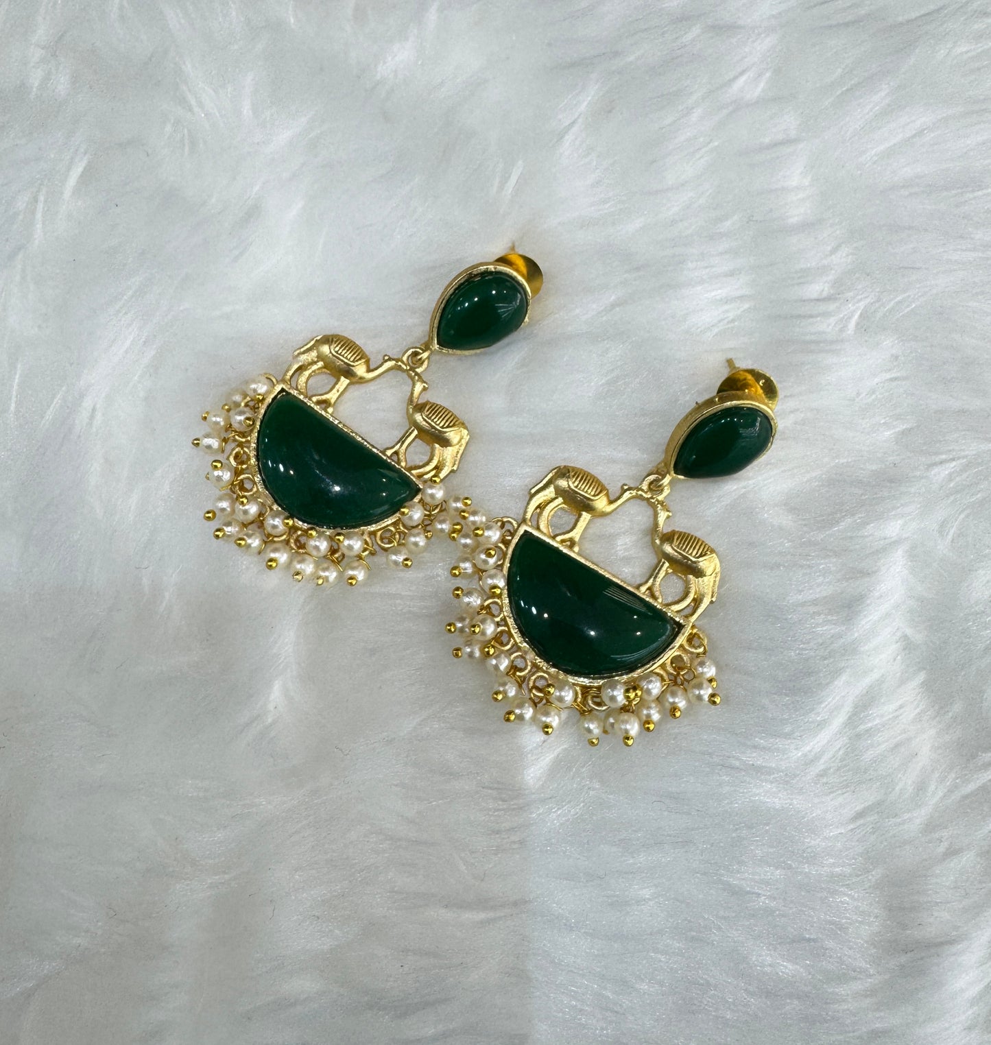 Green Mother Of Pearl Indian Bollywood Aarna Earrings