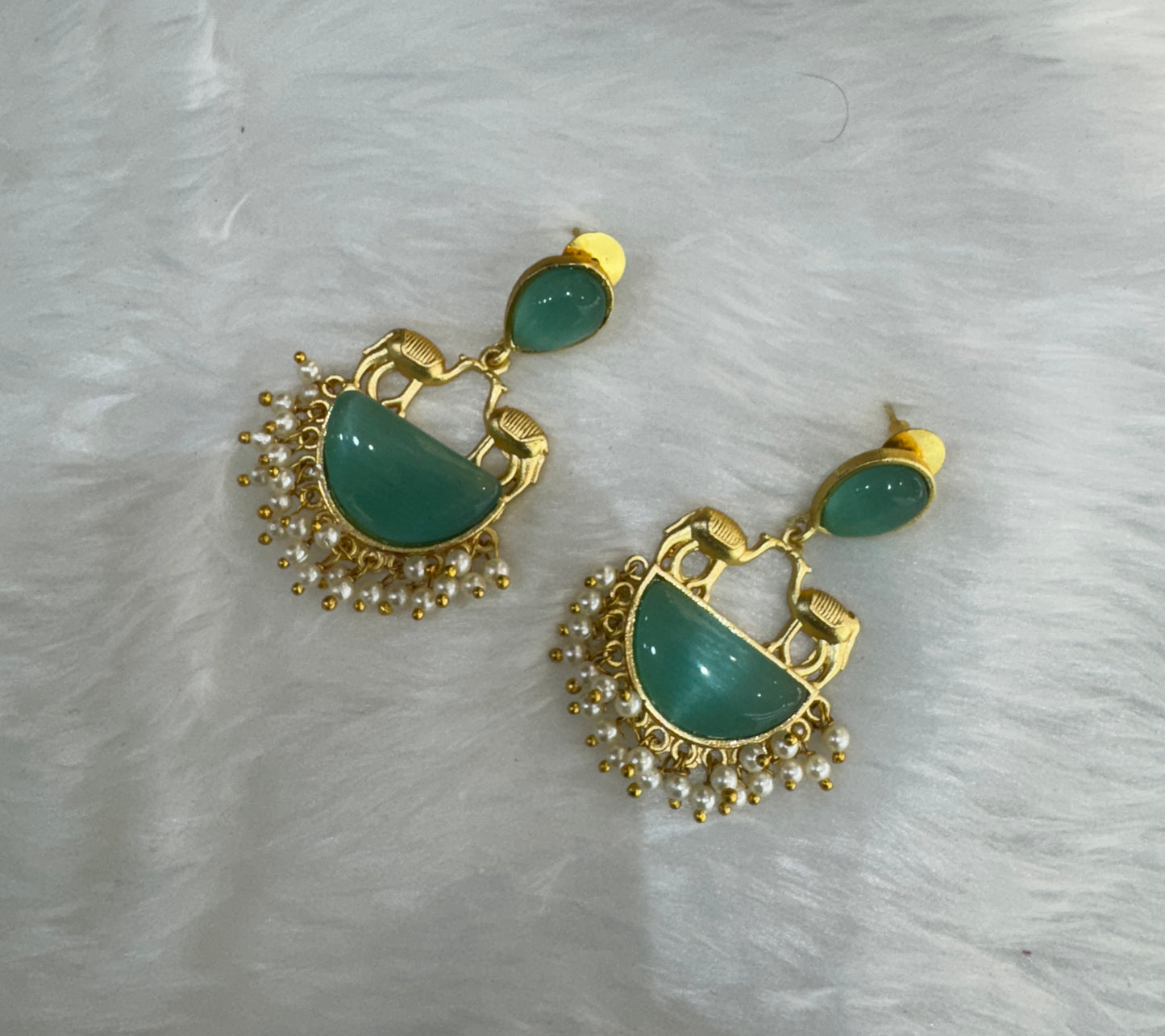 Mint Mother Of Pearl Indian Bollywood Aarna Earrings