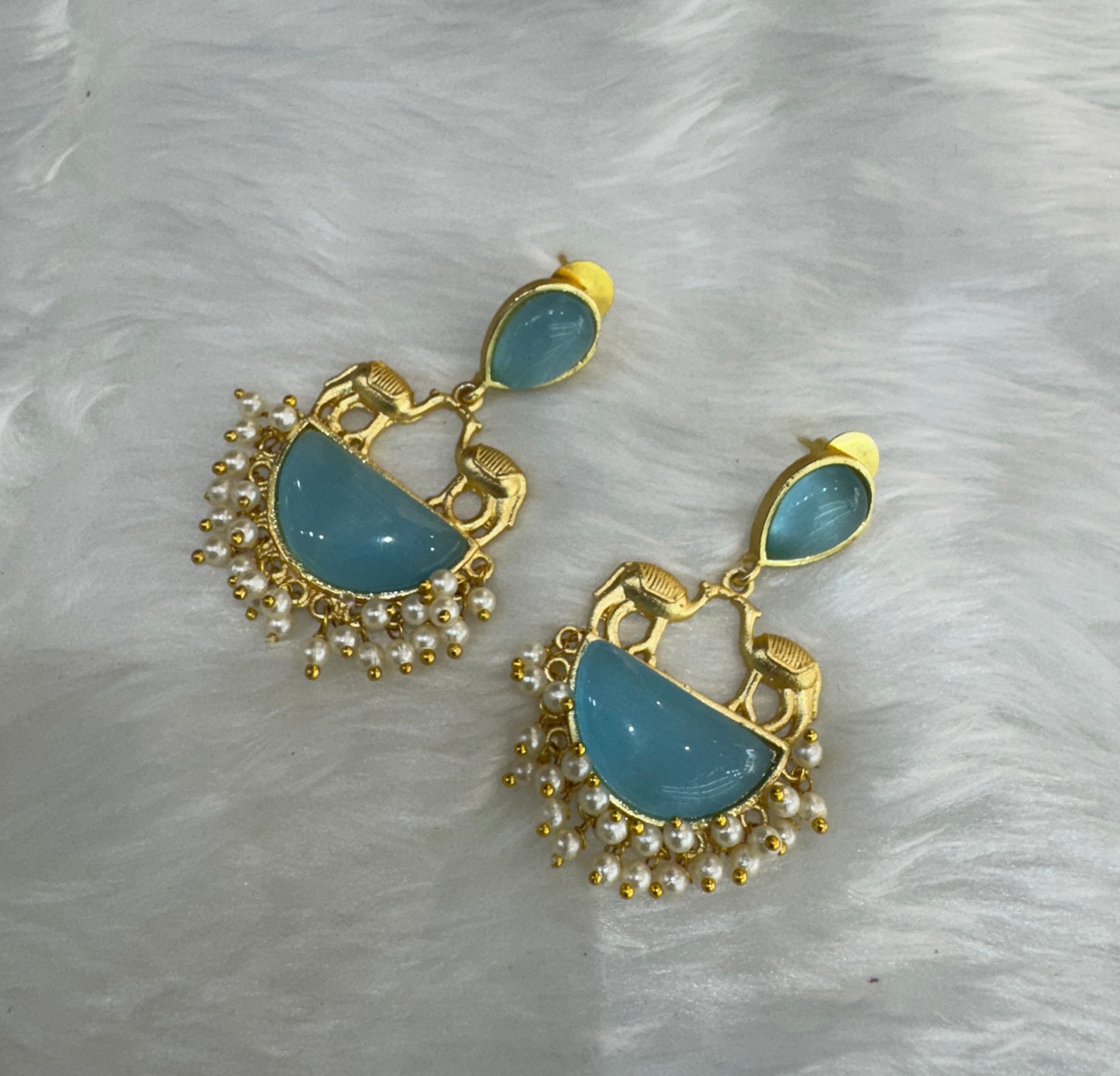 Sky Blue Mother Of Pearl Indian Bollywood Aarna Earrings