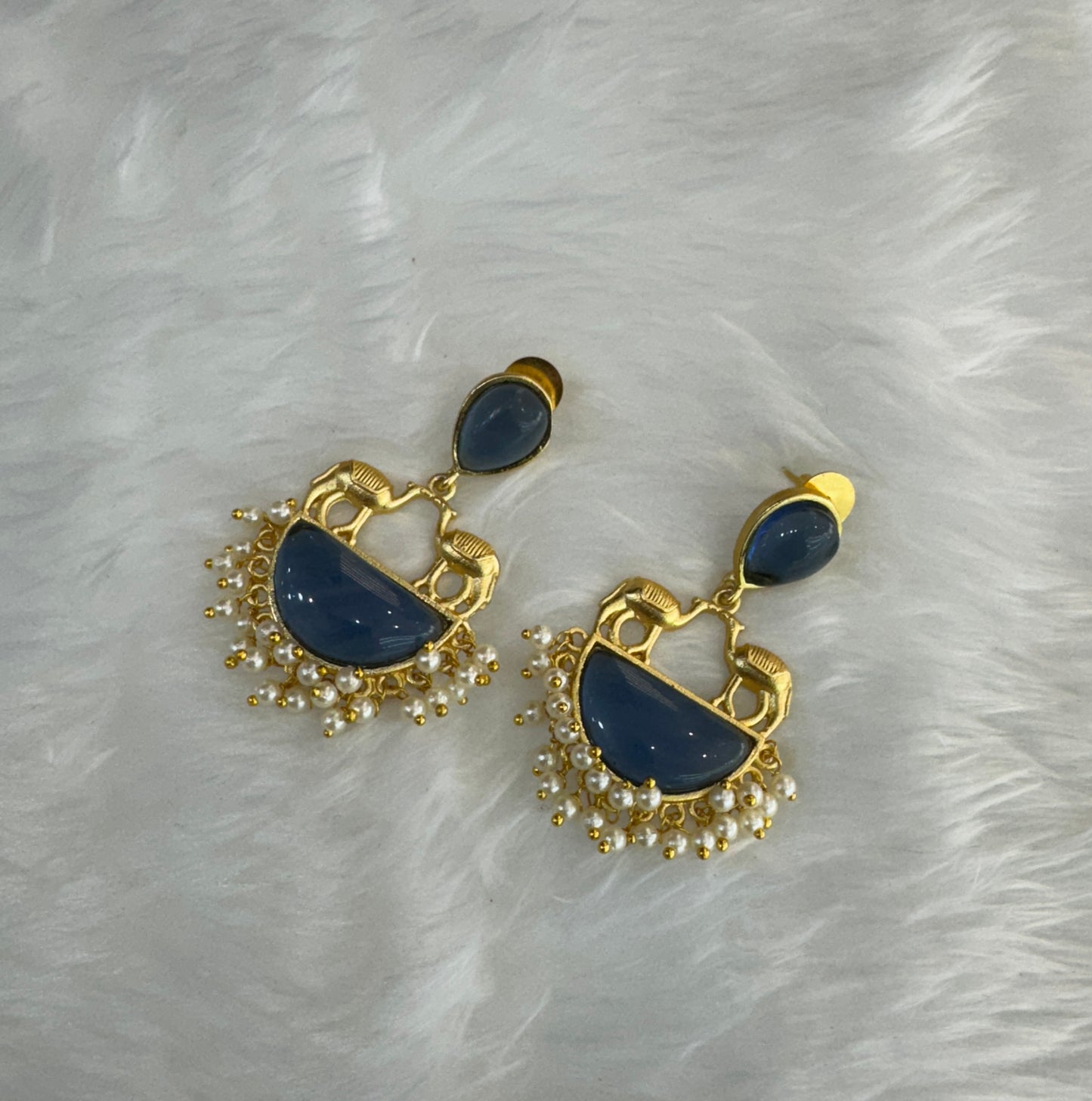 Blue Mother Of Pearl Indian Bollywood Aarna Earrings