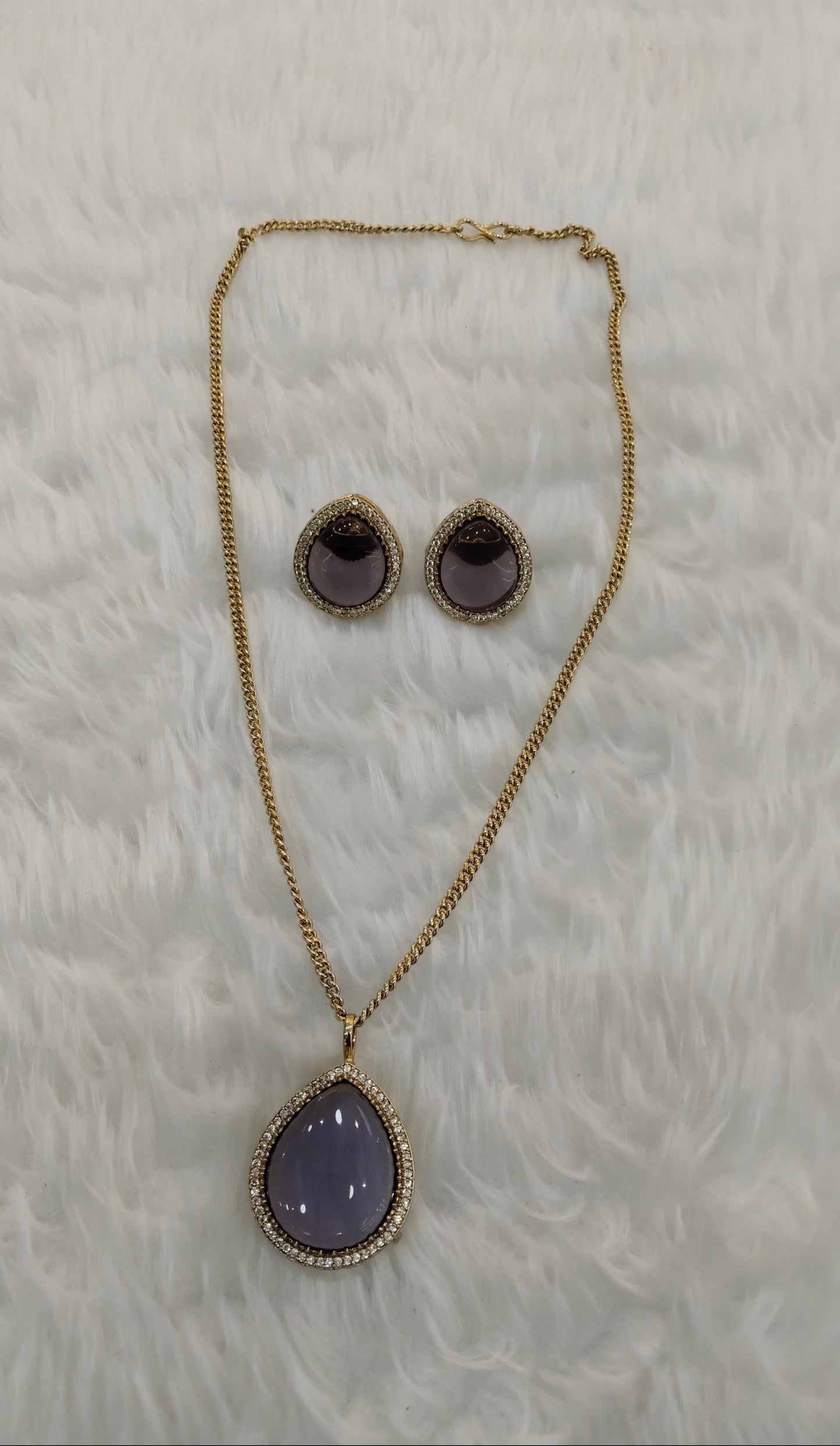 Purple Gold Moissanite Kundan Necklace Indian Jewellery Avenger Chain Set