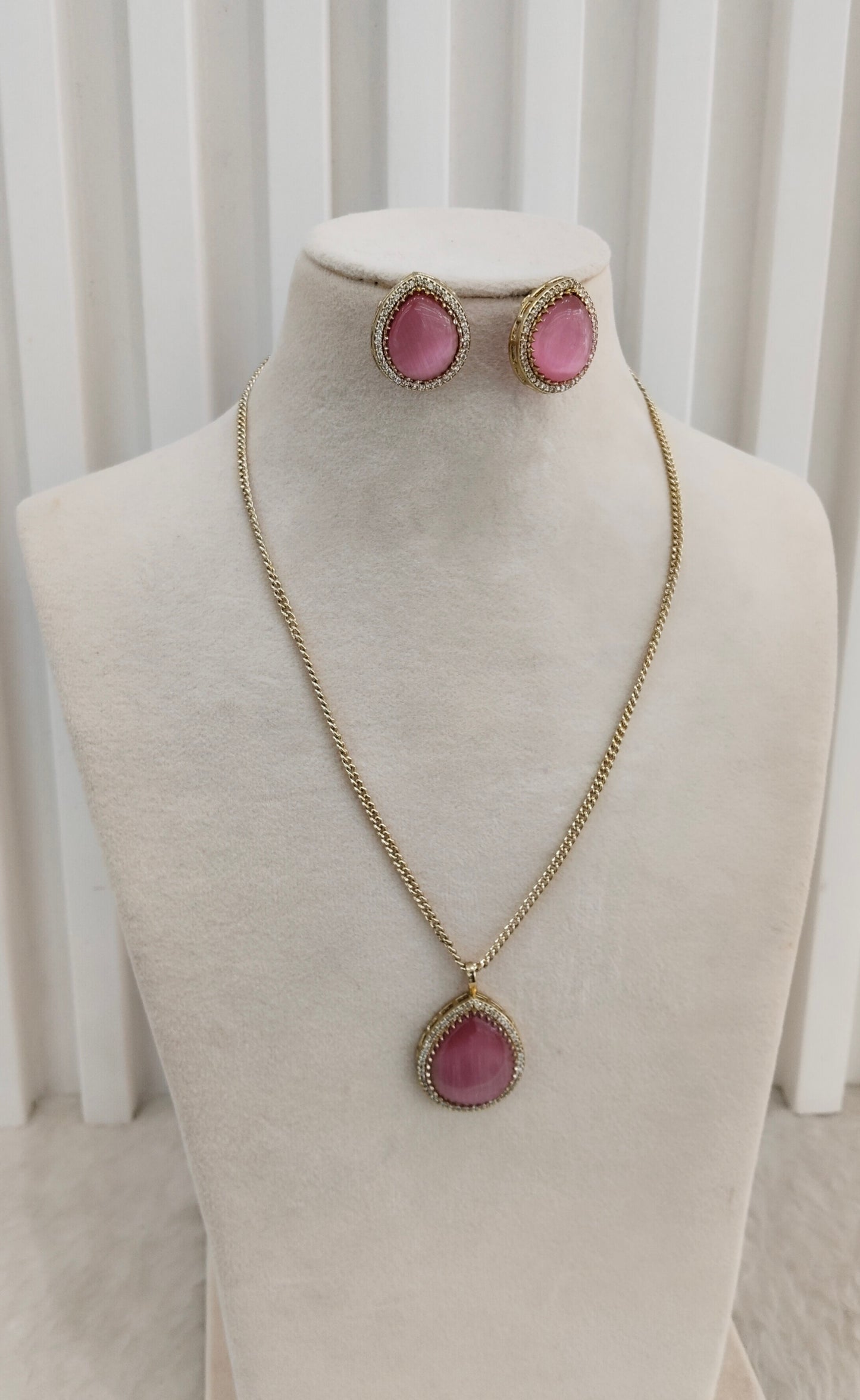 Pink Gold Moissanite Kundan Necklace Indian Jewellery Avenger Chain Set