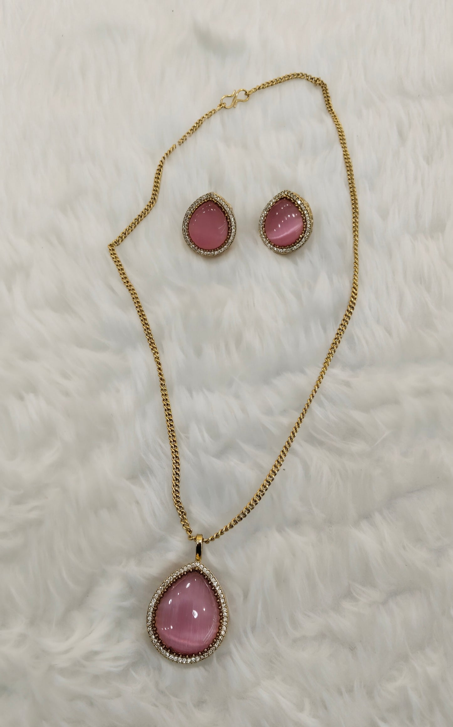 Pink Gold Moissanite Kundan Necklace Indian Jewellery Avenger Chain Set