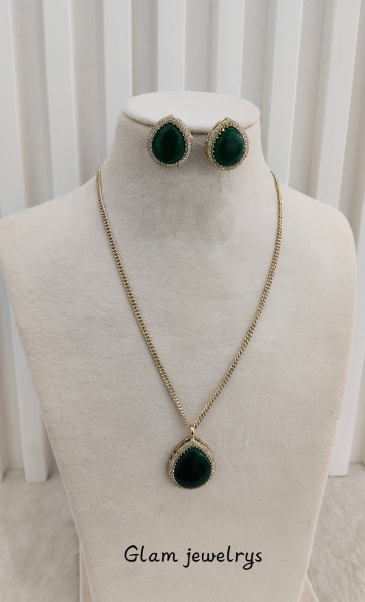 Green Gold Moissanite Kundan Necklace Indian Jewellery Avenger Chain Set