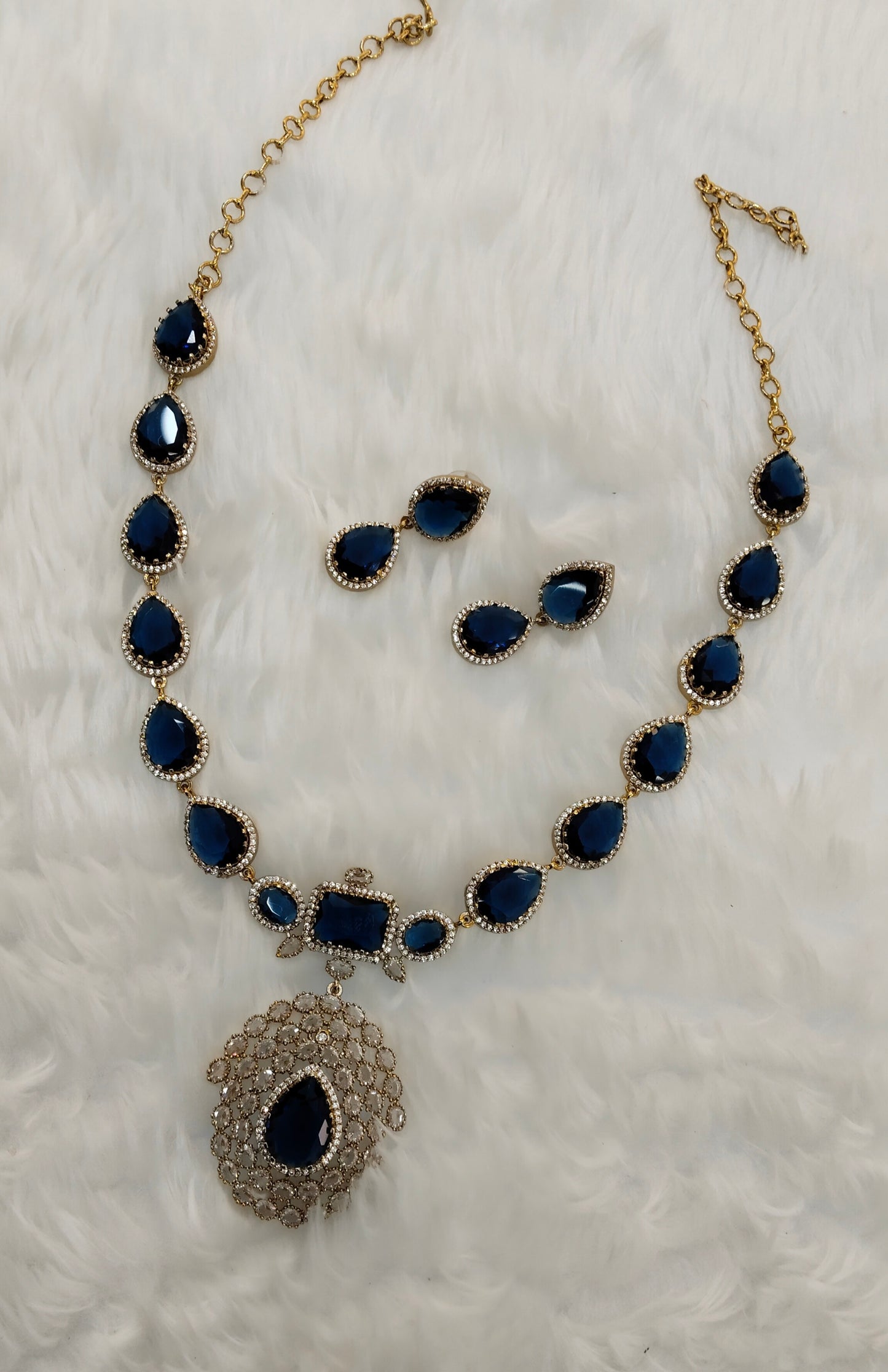 Bajaj Antique Gold CZ Necklace Indian Jewellery Bajaj Set