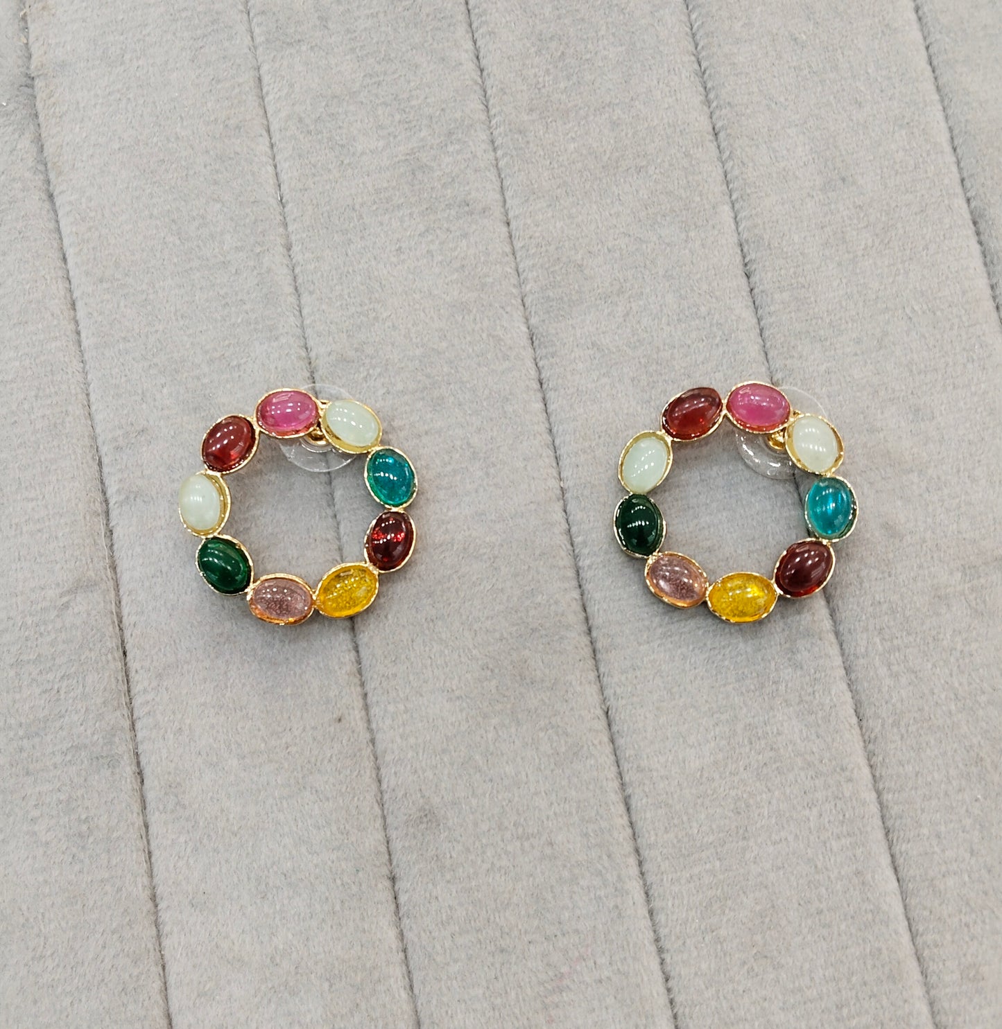 Multi Color Antique Gold Stud Bollywood Indian Shota Earrings