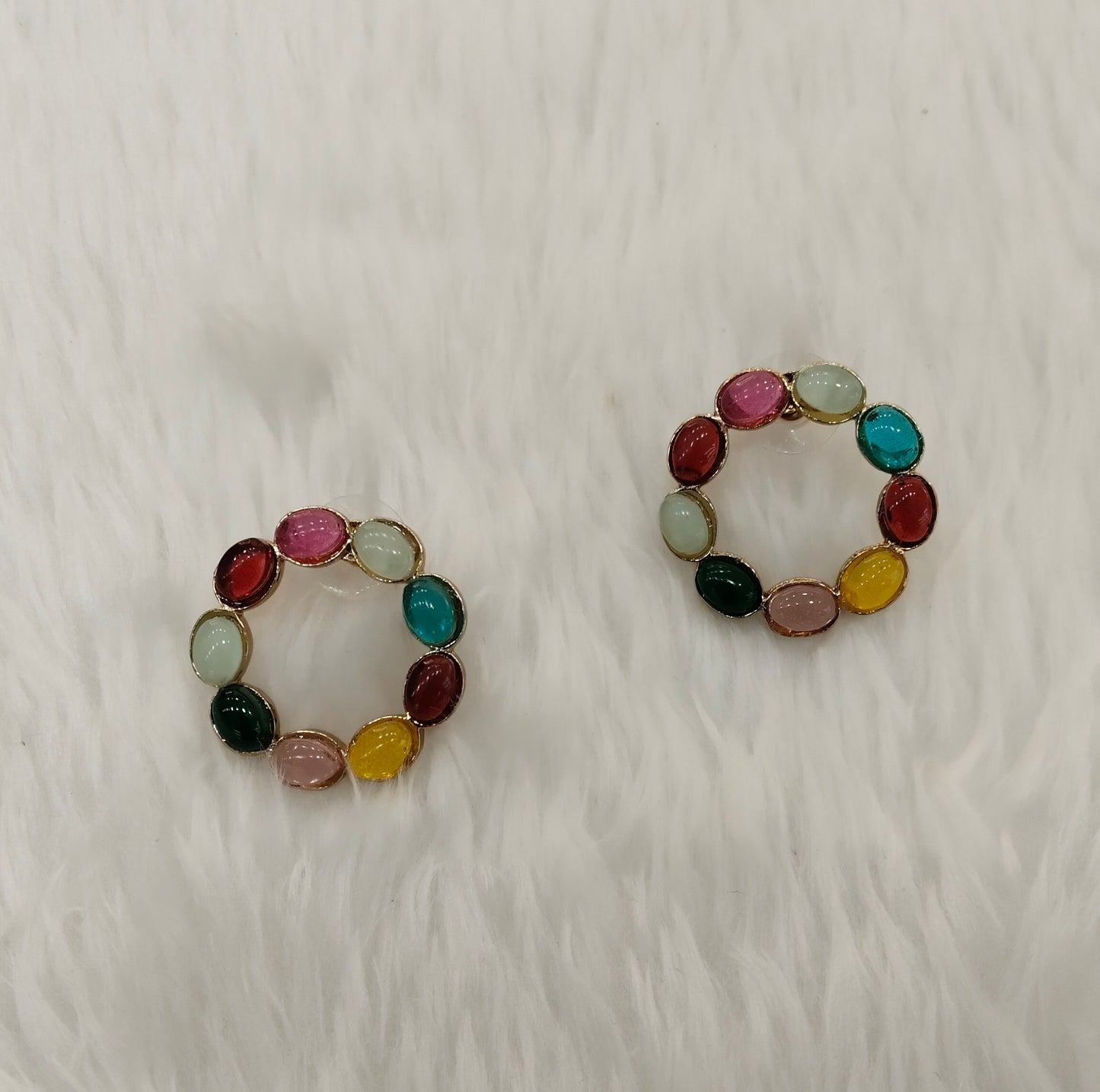 Multi Color Antique Gold Stud Bollywood Indian Shota Earrings