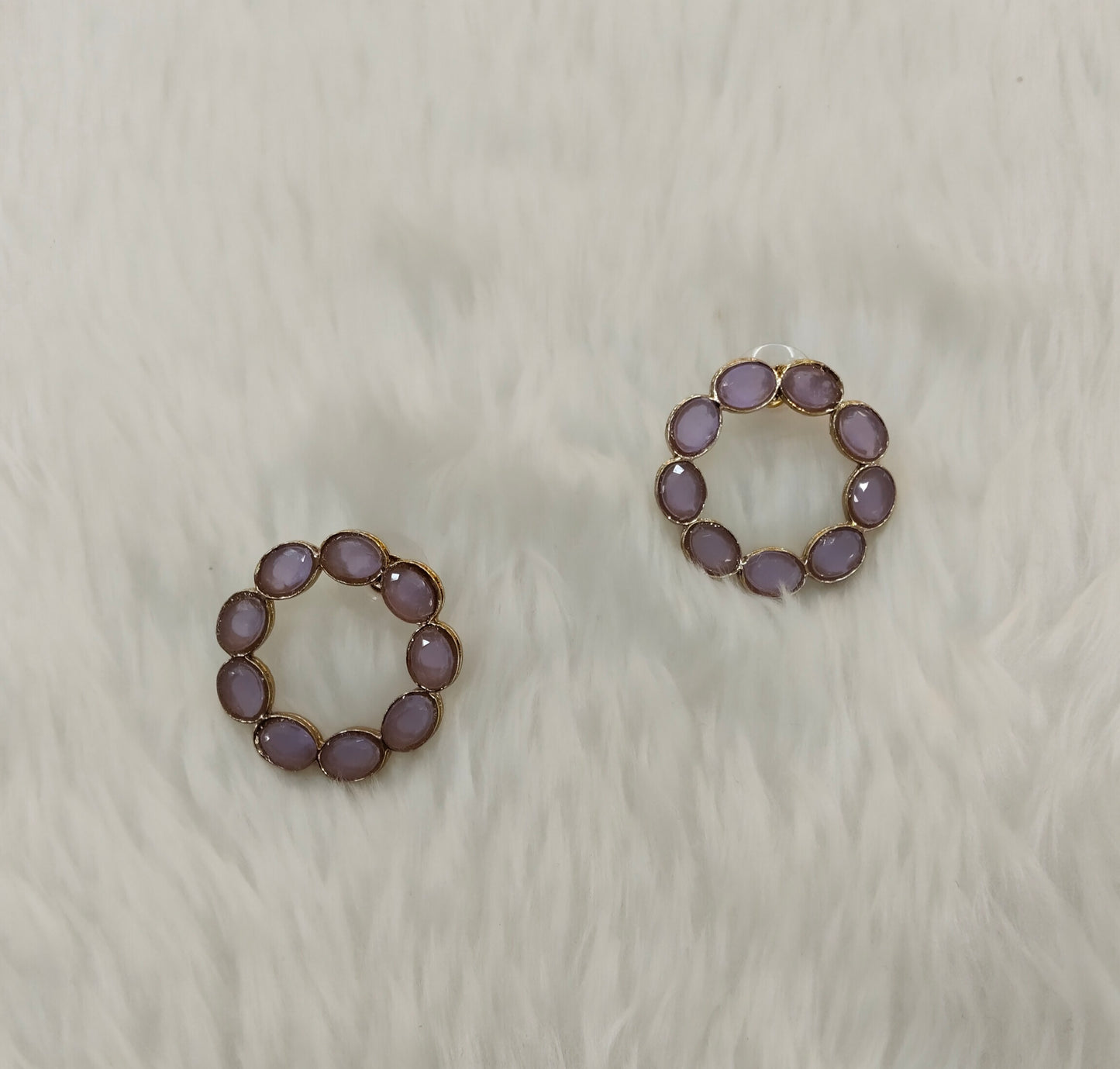 Lavender Antique Gold Stud Bollywood Indian Shota Earrings