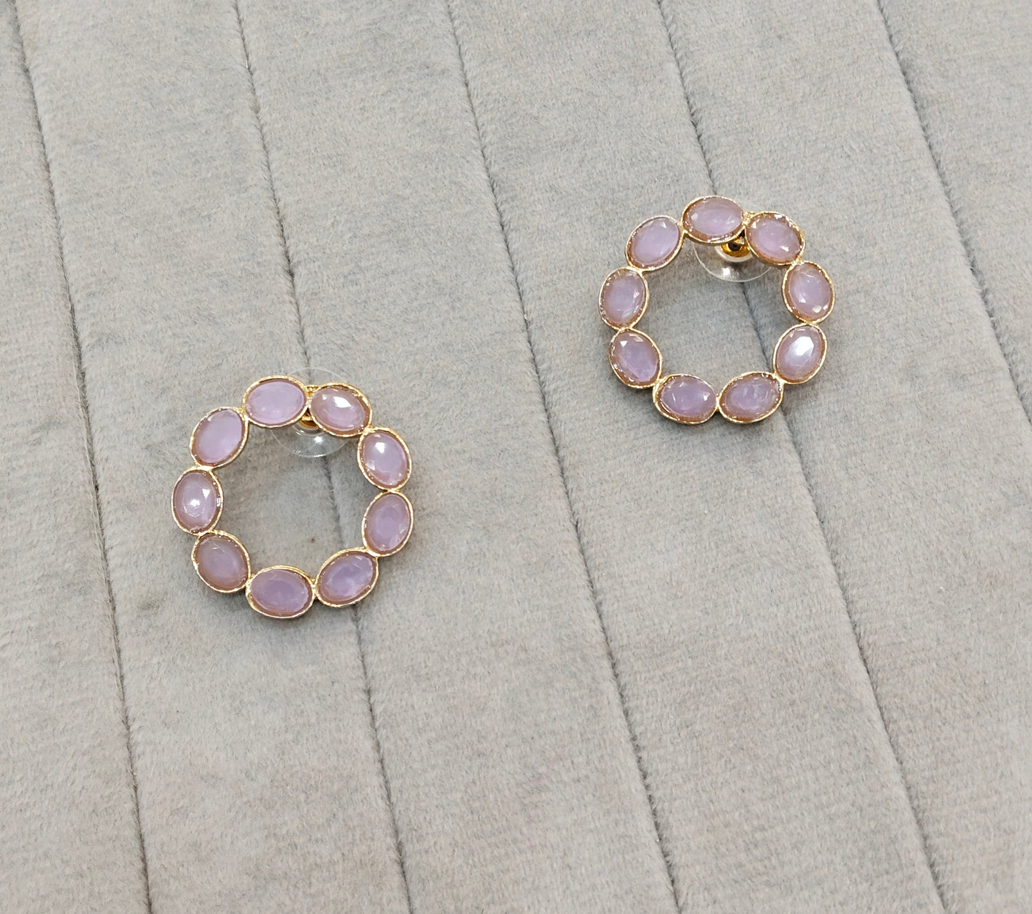 Lavender Antique Gold Stud Bollywood Indian Shota Earrings
