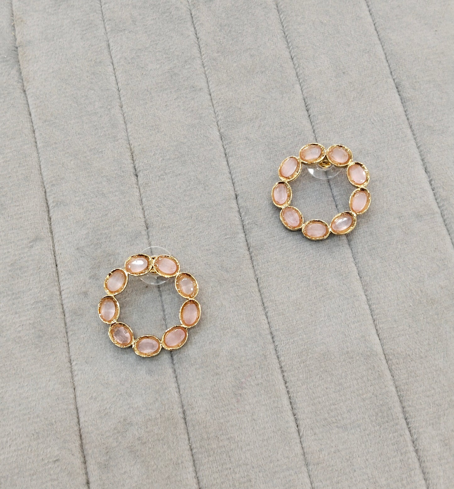Pink Antique Gold Stud Bollywood Indian Shota Earrings