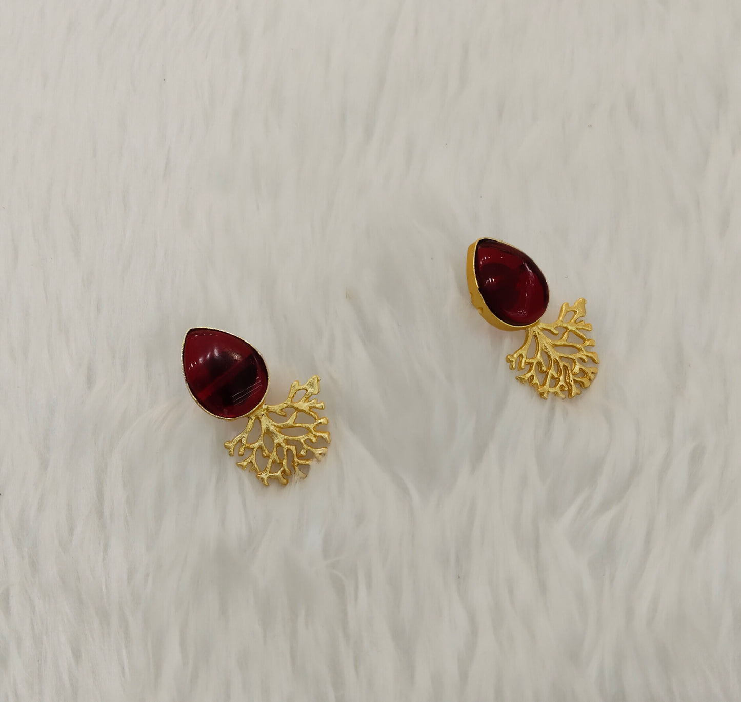 Maroon Gold Mother Of Pearl Bollywood Indian Bhullar Earrings