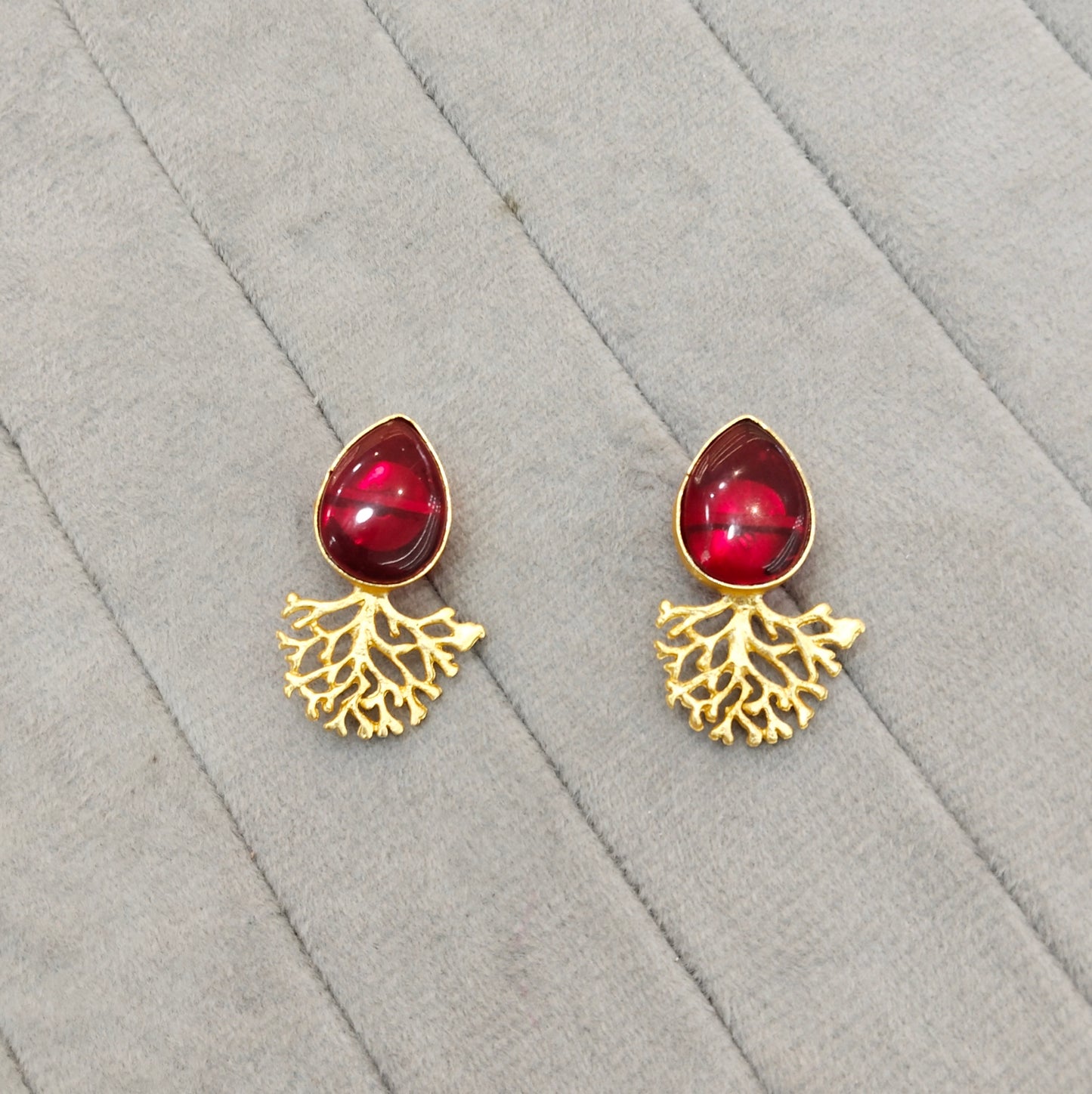 Maroon Gold Mother Of Pearl Bollywood Indian Bhullar Earrings