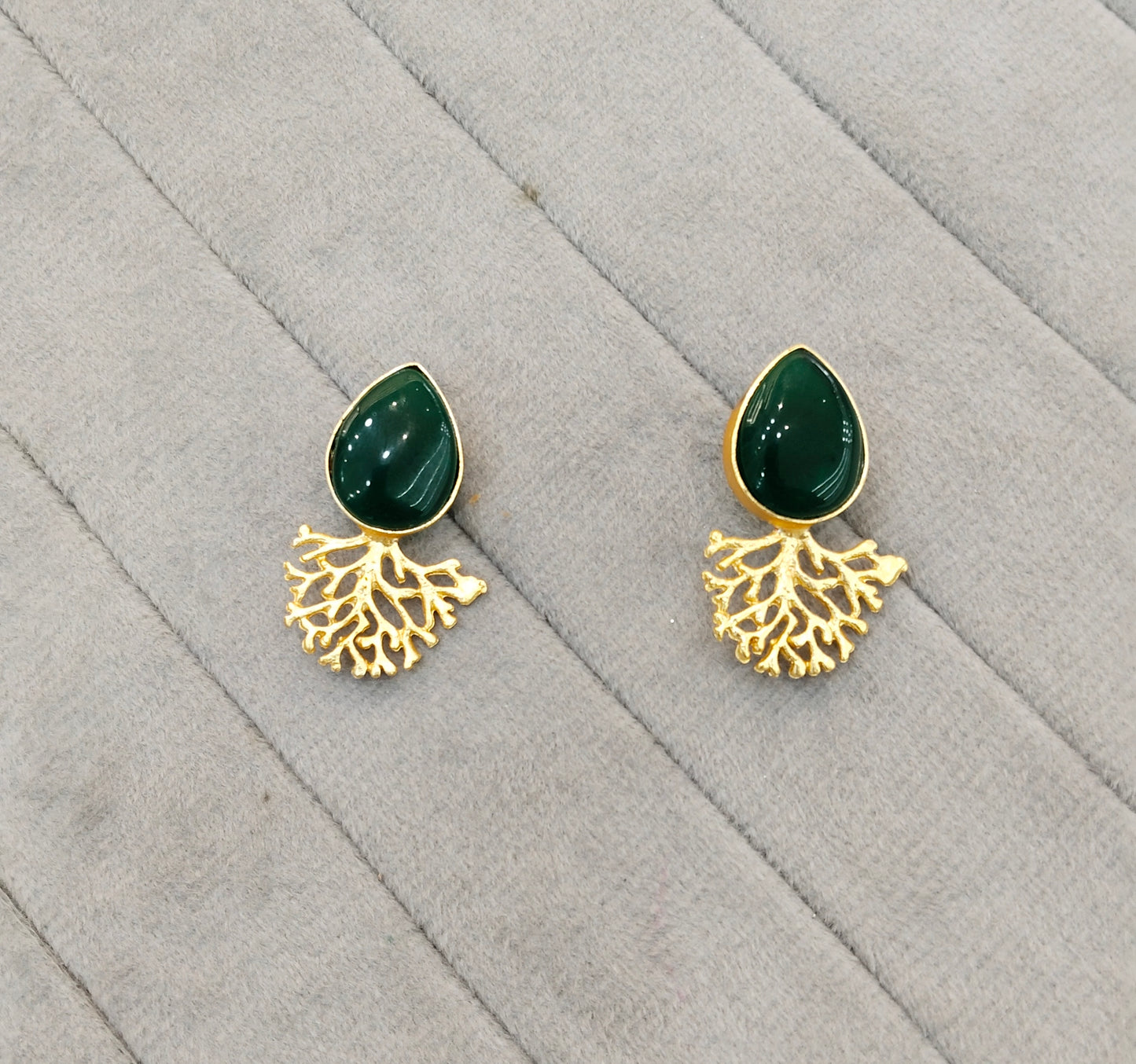 Green Gold Mother Of Pearl Bollywood Indian Bhullar Earrings