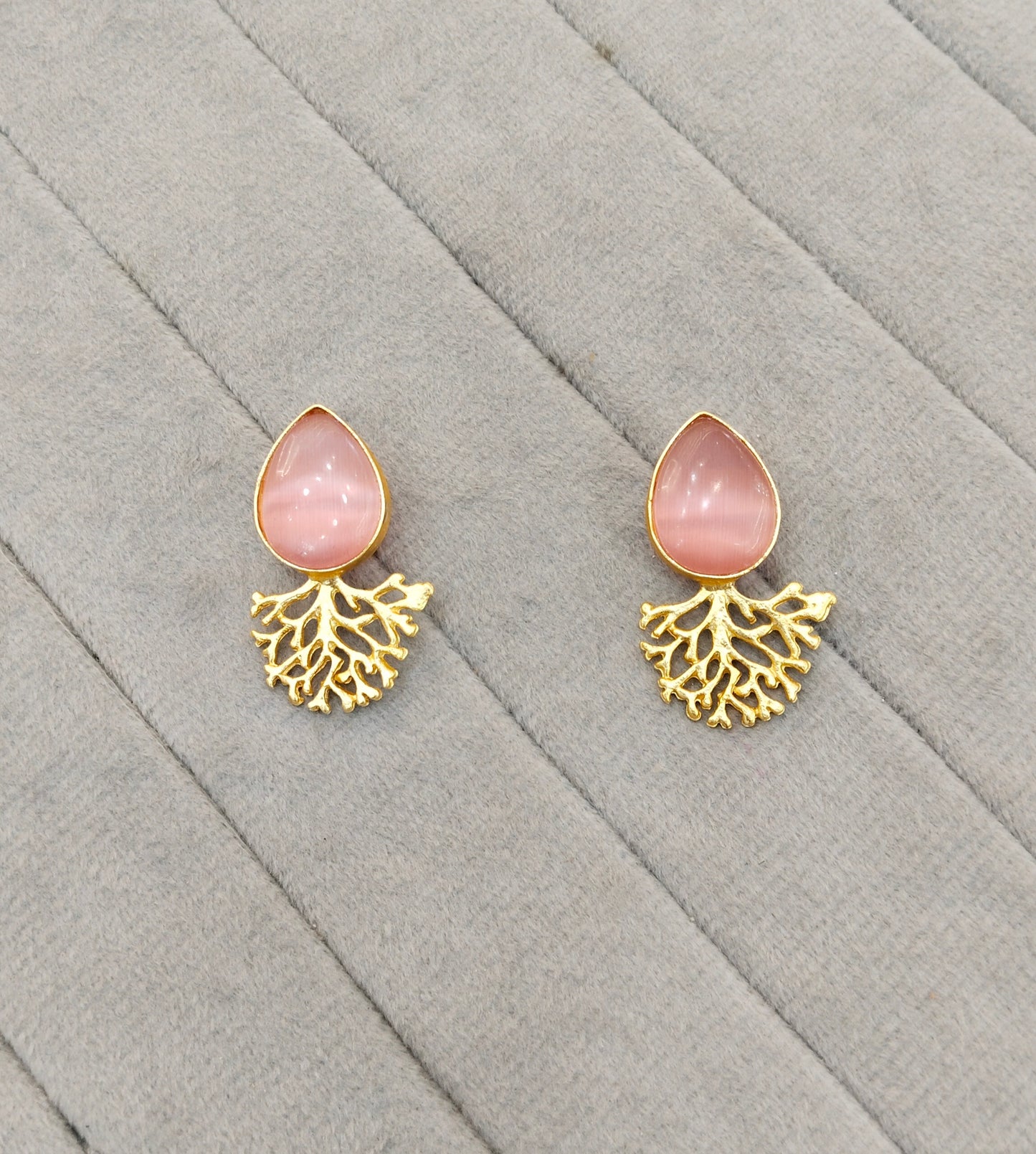 Pink Gold Mother Of Pearl Bollywood Indian Bhullar Earrings