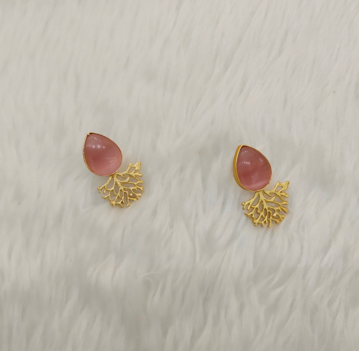 Pink Gold Mother Of Pearl Bollywood Indian Bhullar Earrings