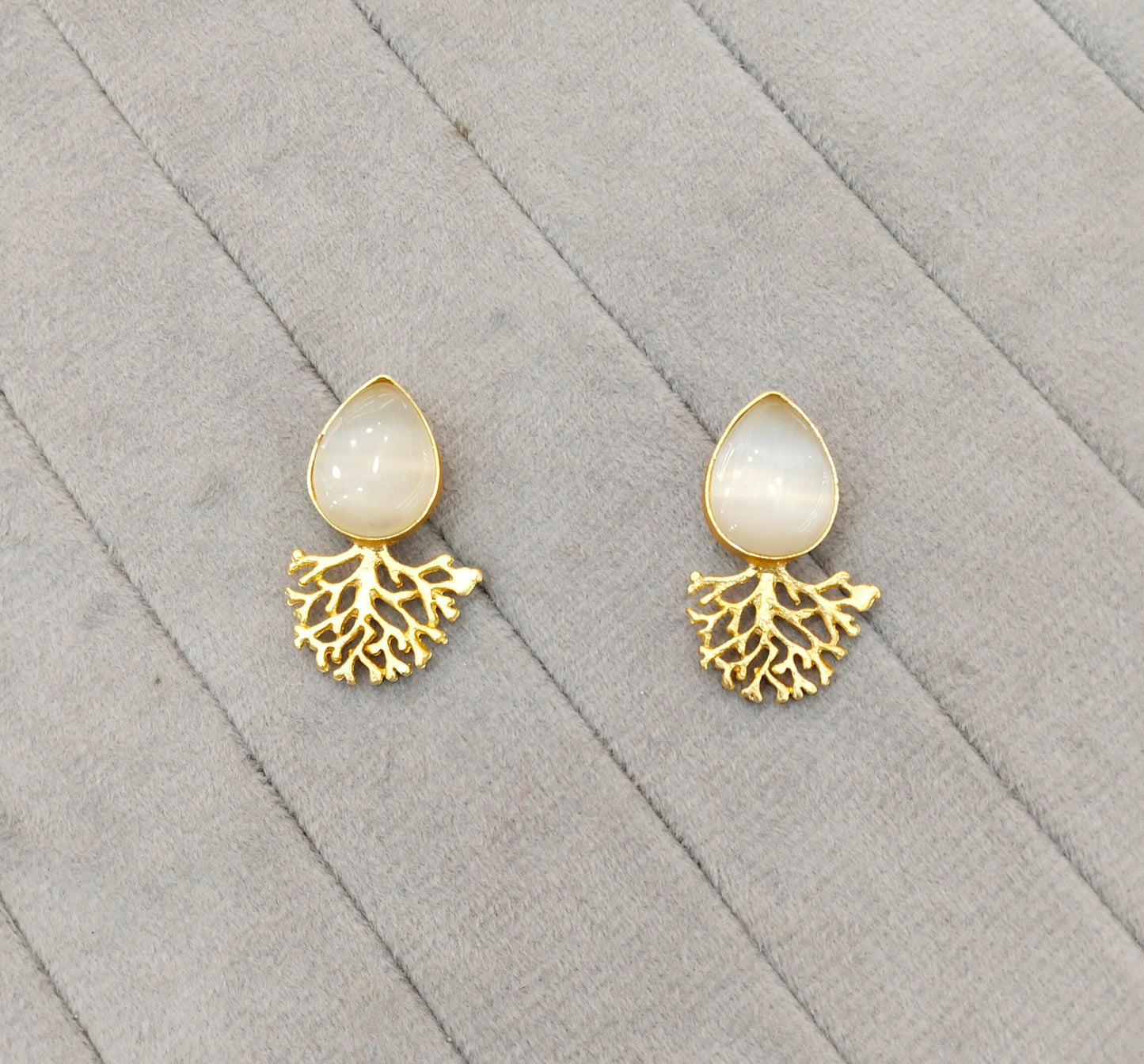 White Gold Mother Of Pearl Bollywood Indian Bhullar Earrings